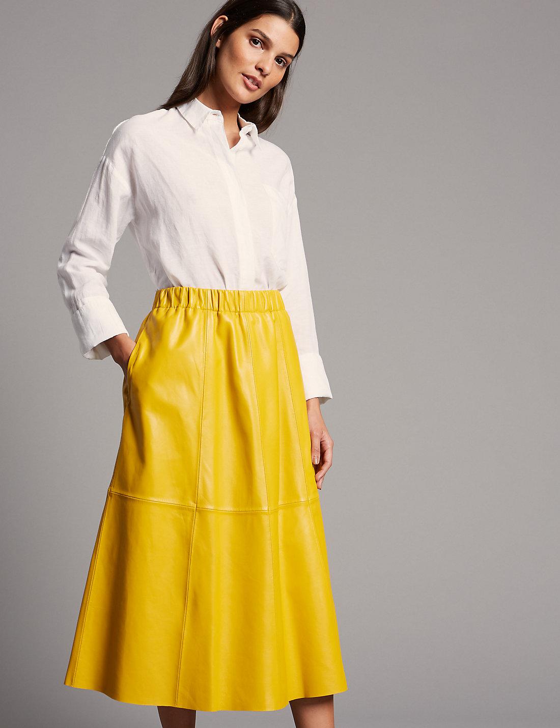 leather a line midi skirt