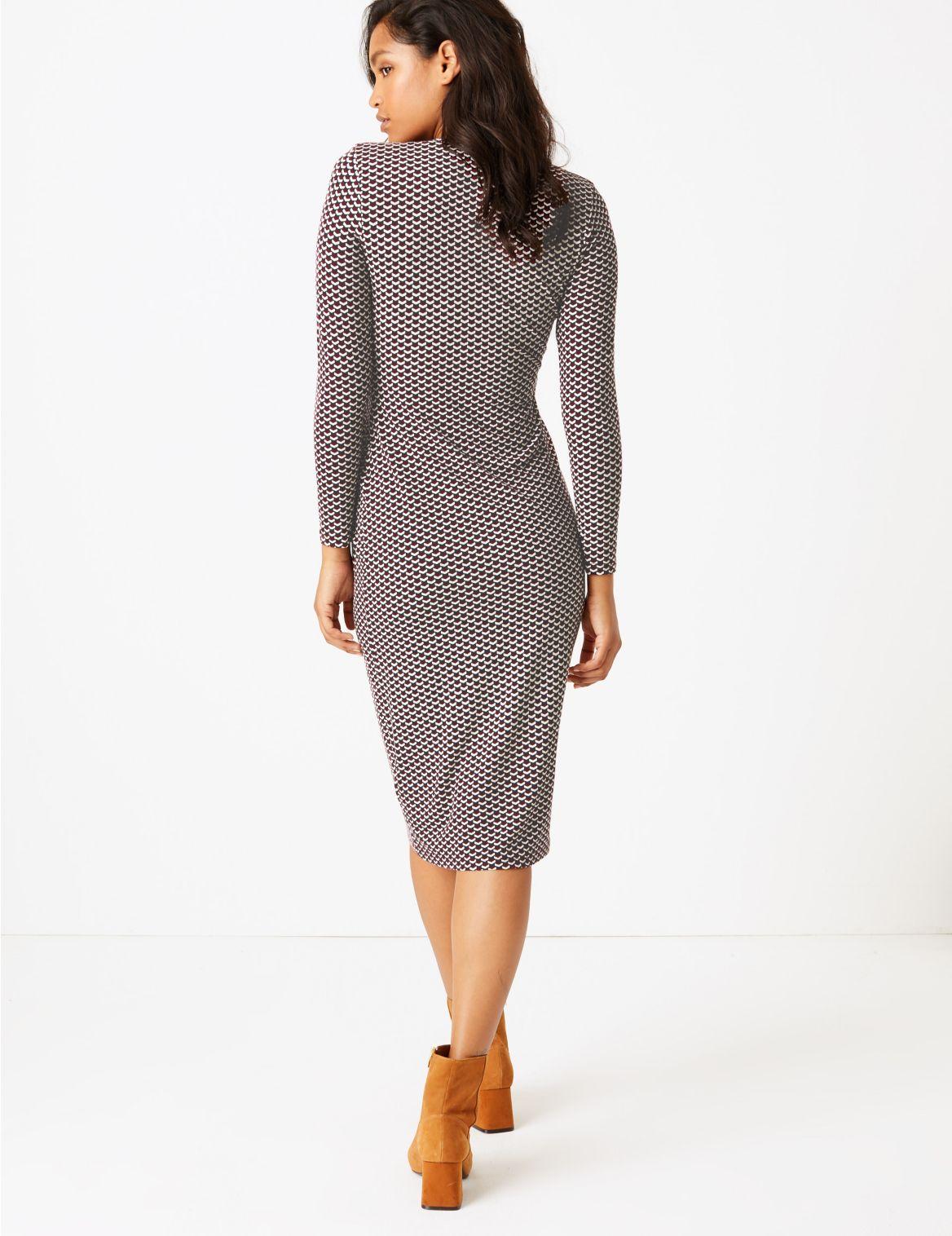 Long sleeve bodycon dress pockets multi wear Marks and spencer bodycon dresses for a
