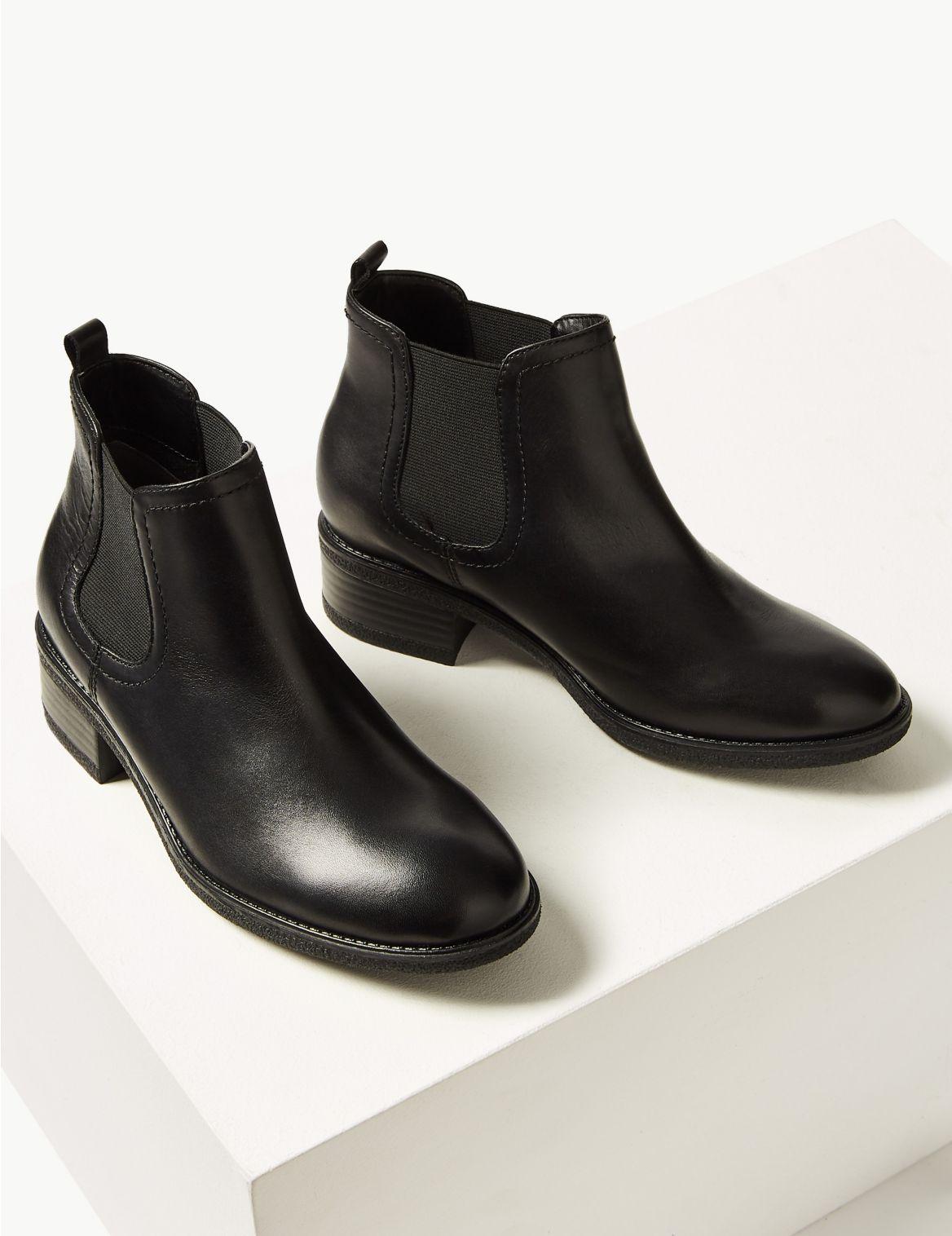 Marks & Spencer Wide Fit Leather Chelsea Ankle Boots in Black - Lyst