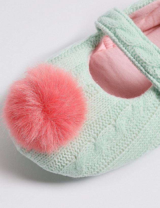 Marks & Spencer Kids' Pom-pom Slippers (5 Small - 12 Small ...