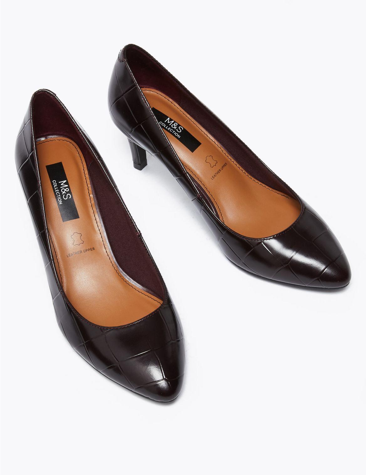 black crocodile court shoes