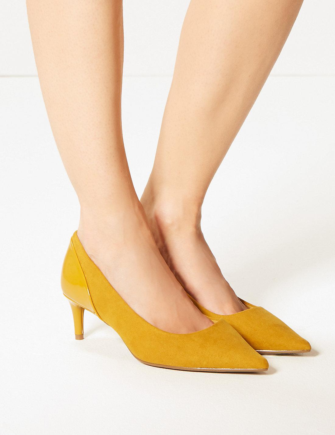 ochre kitten heels