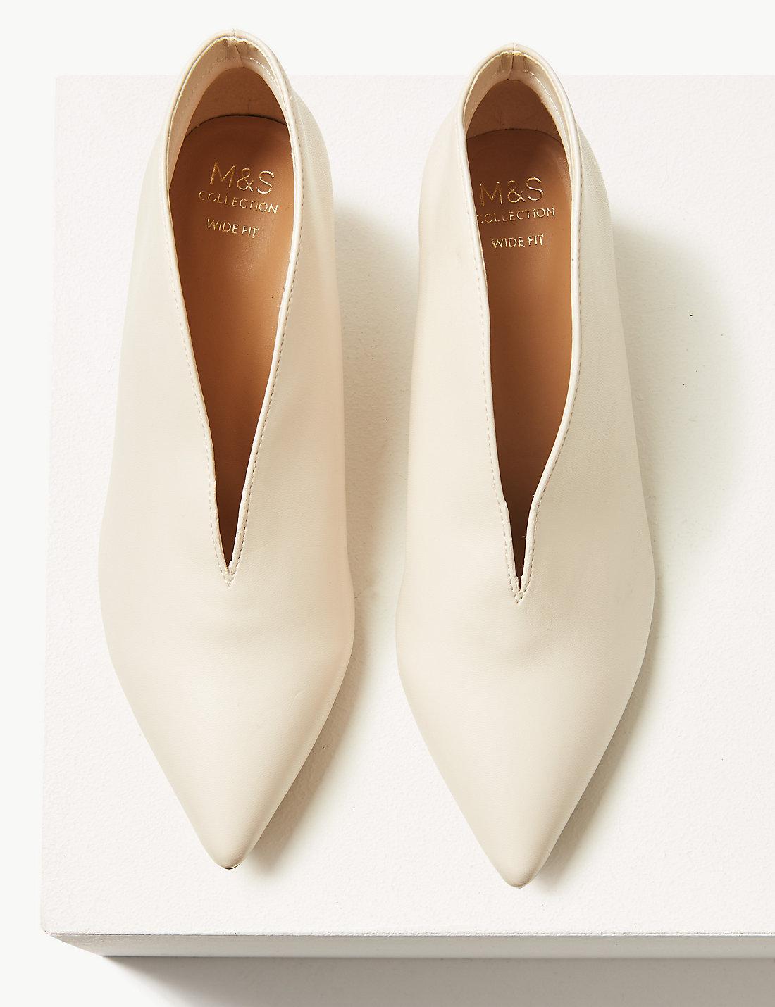 Marks & Spencer Wide Fit Kitten Heel V-cut Shoe Boots in ...
