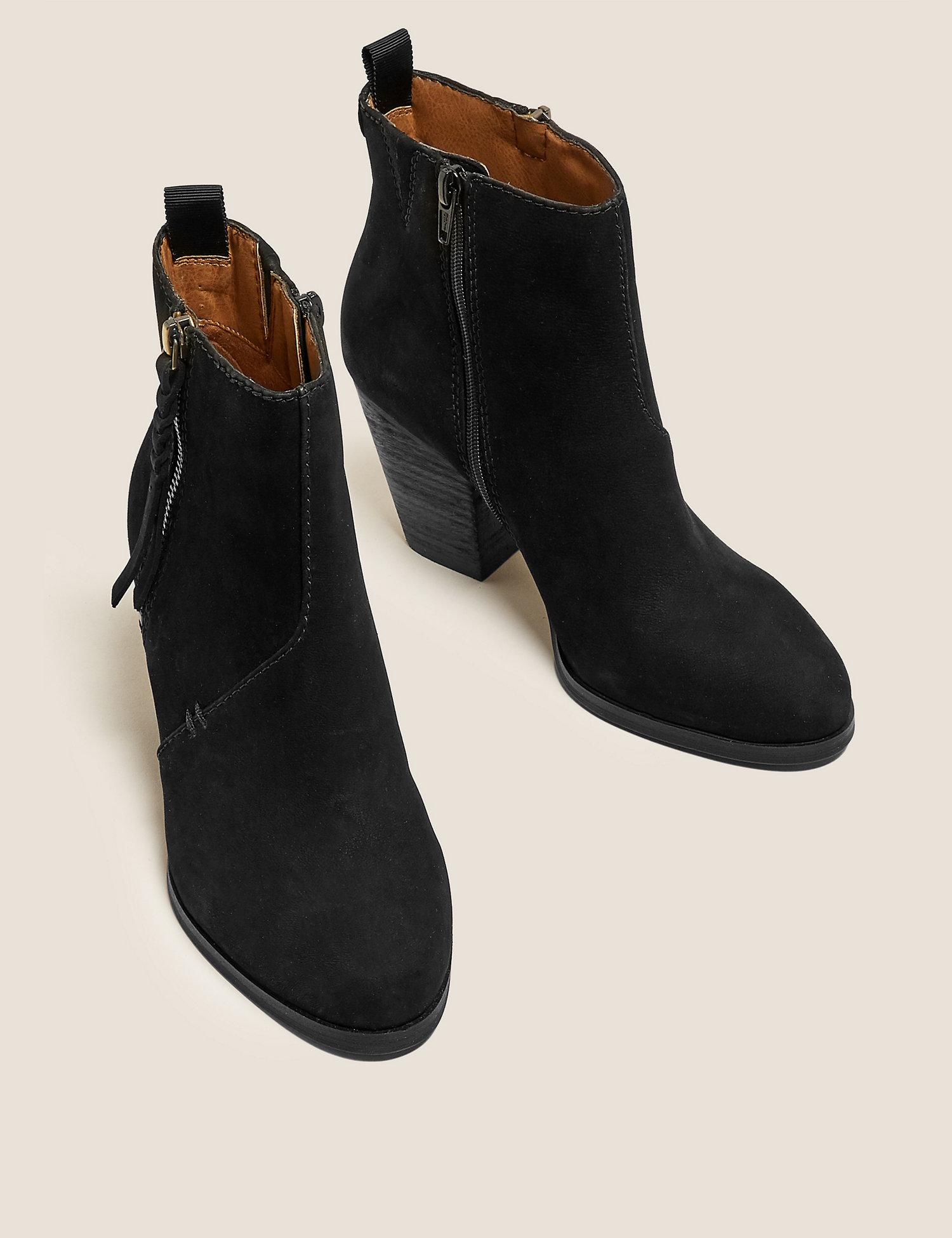 Marks & Spencer Leather Western Ankle Boots in Black - Lyst