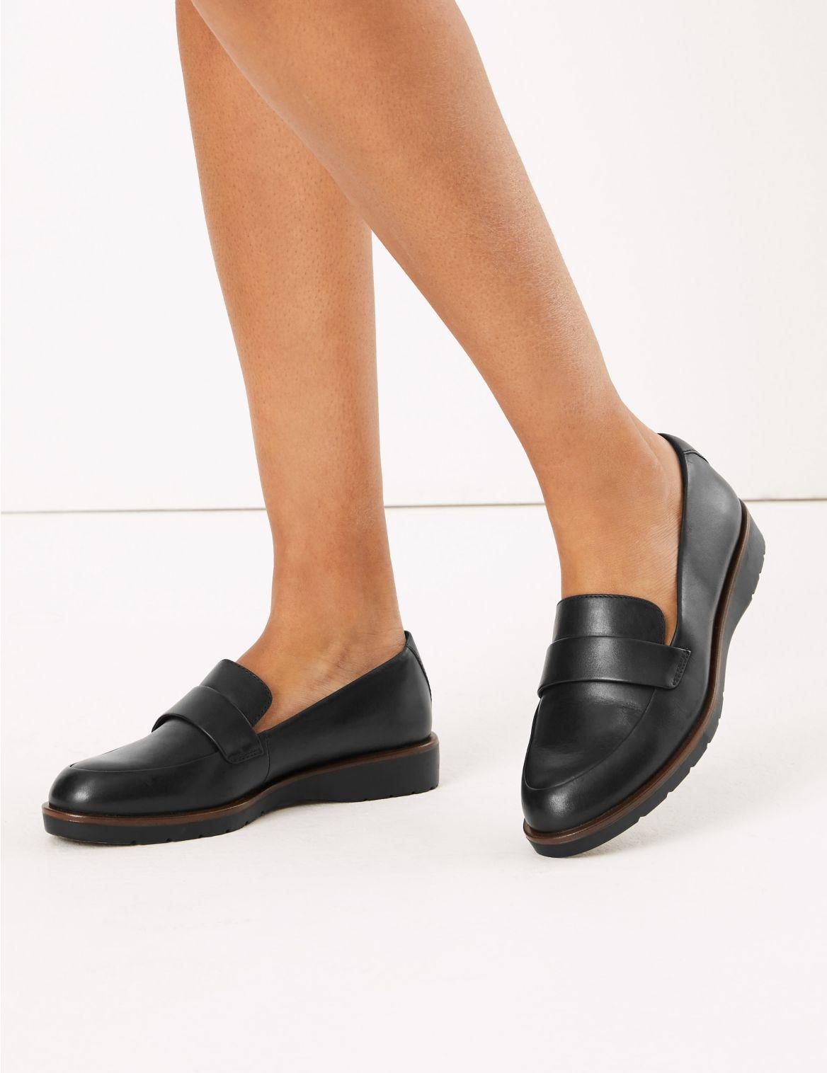 Marks Spencer Leather Loafers In Black Lyst