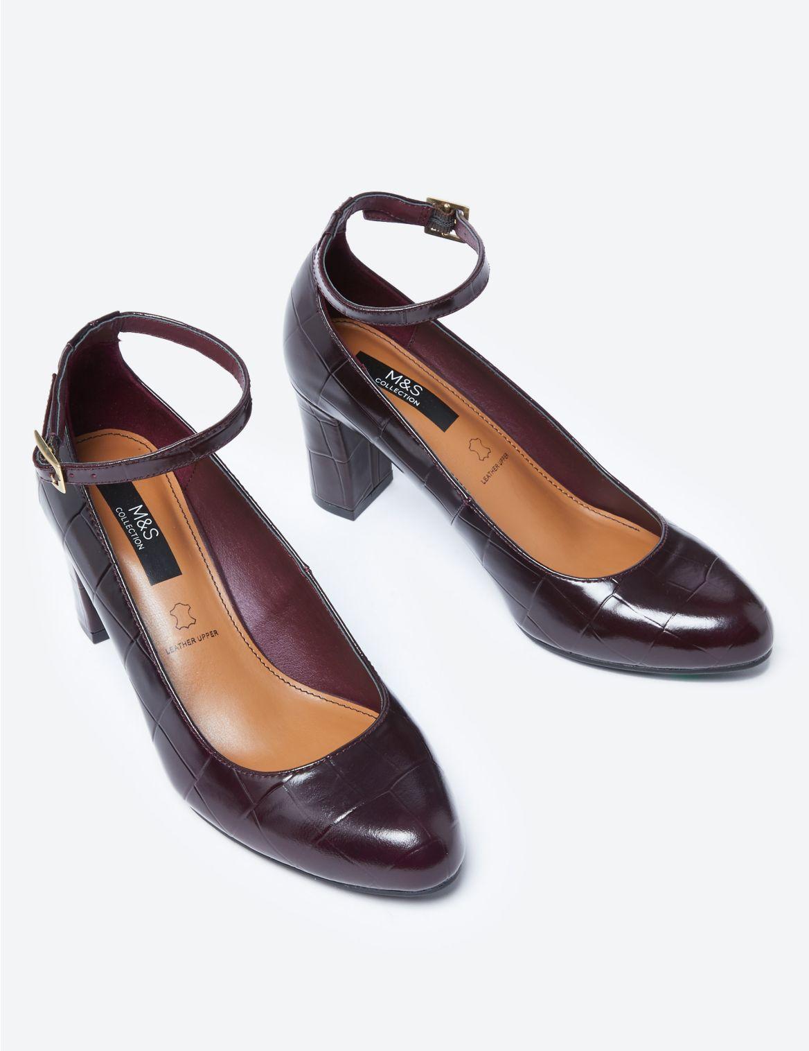 Marks & Spencer Leather Ankle Strap Court Shoes Lyst