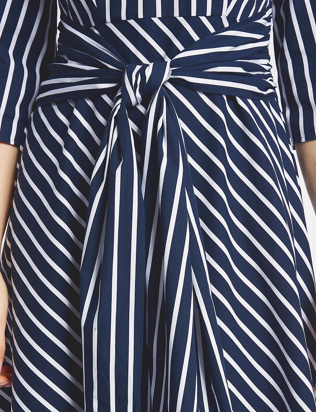 marks and spencer blue and white striped dress