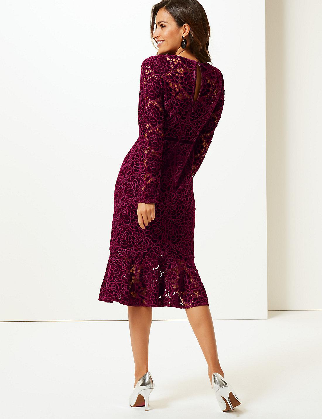 marks and spencer burgundy dress