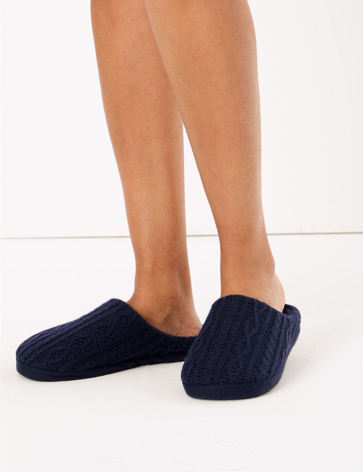 cable knit mule slippers