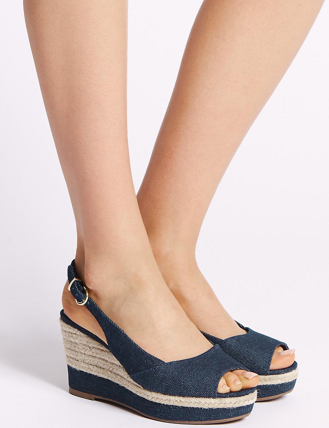wide fit peep toe wedges