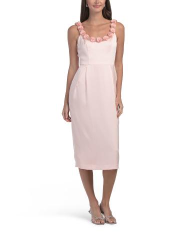 Marshalls Sleeveless Cocktail Dress With 3D Floral Applique Details For in  Pink | Lyst