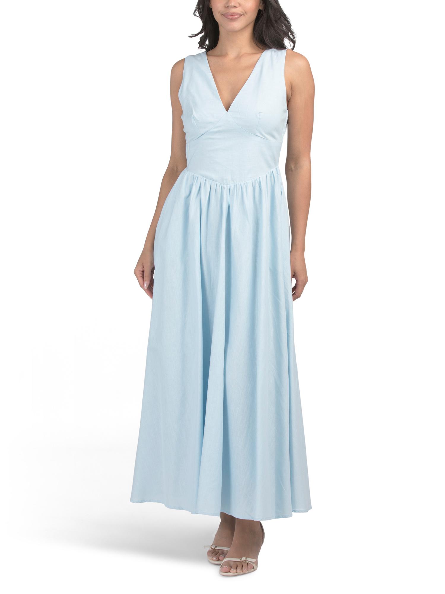piece of white linen dress ROVE Linen Midi Dress - Back-Ties main image 1