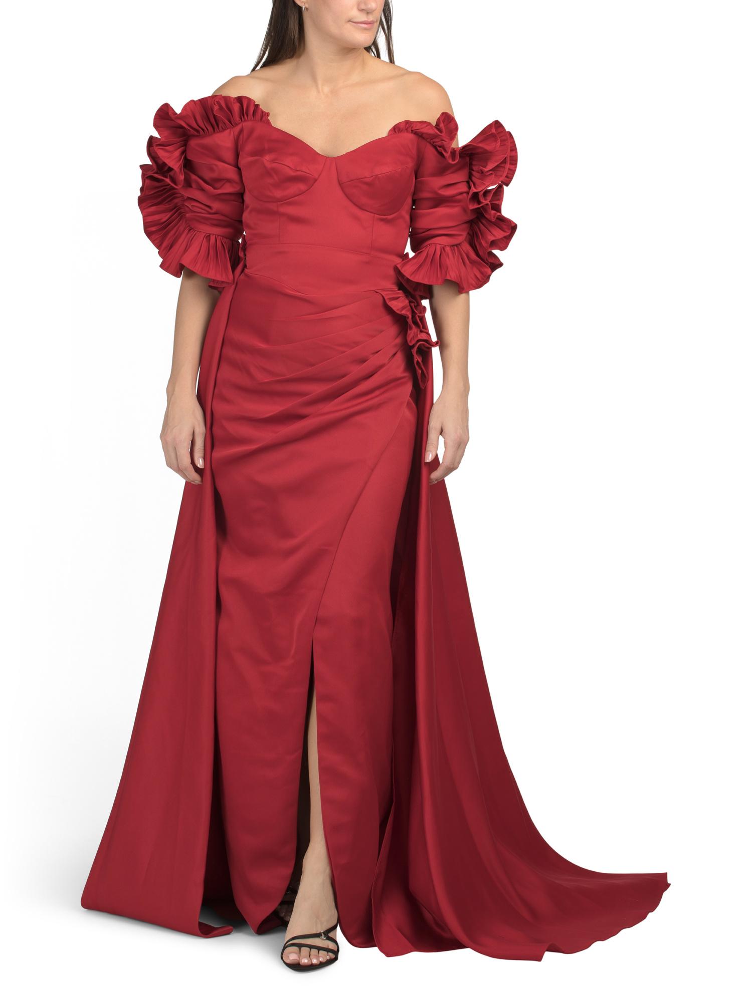 Dresses Formal Marshalls Dresses For Girl Marshalls Off The Shoulder Ruffle Gown For In Red Lyst