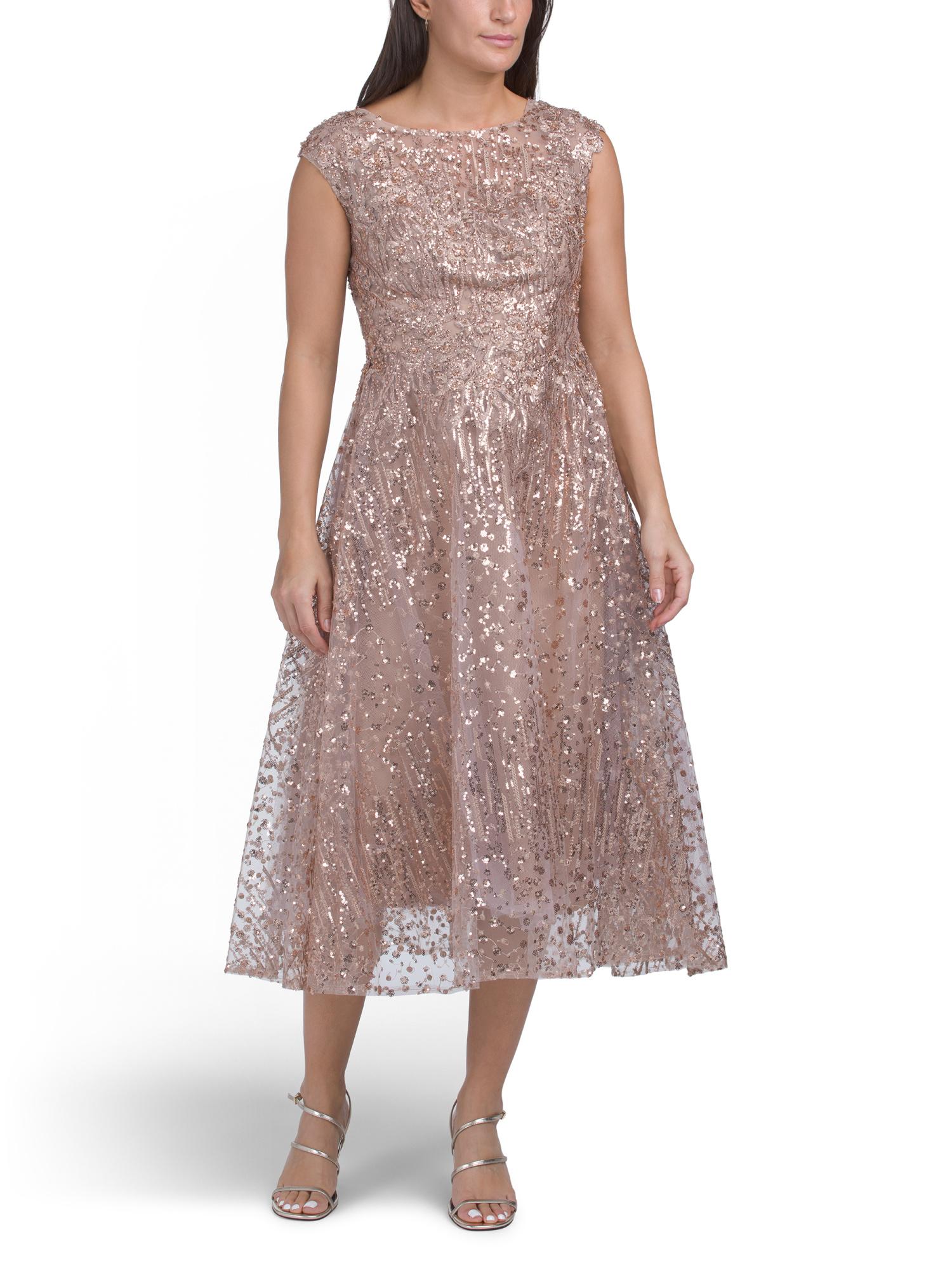 brown dress marshalls Sleeveless Embellished Cocktail For in Size:M Petite Drop Shoulder Sleeve 1st Birthday Shirt Half Pintuck Pleated Bodice