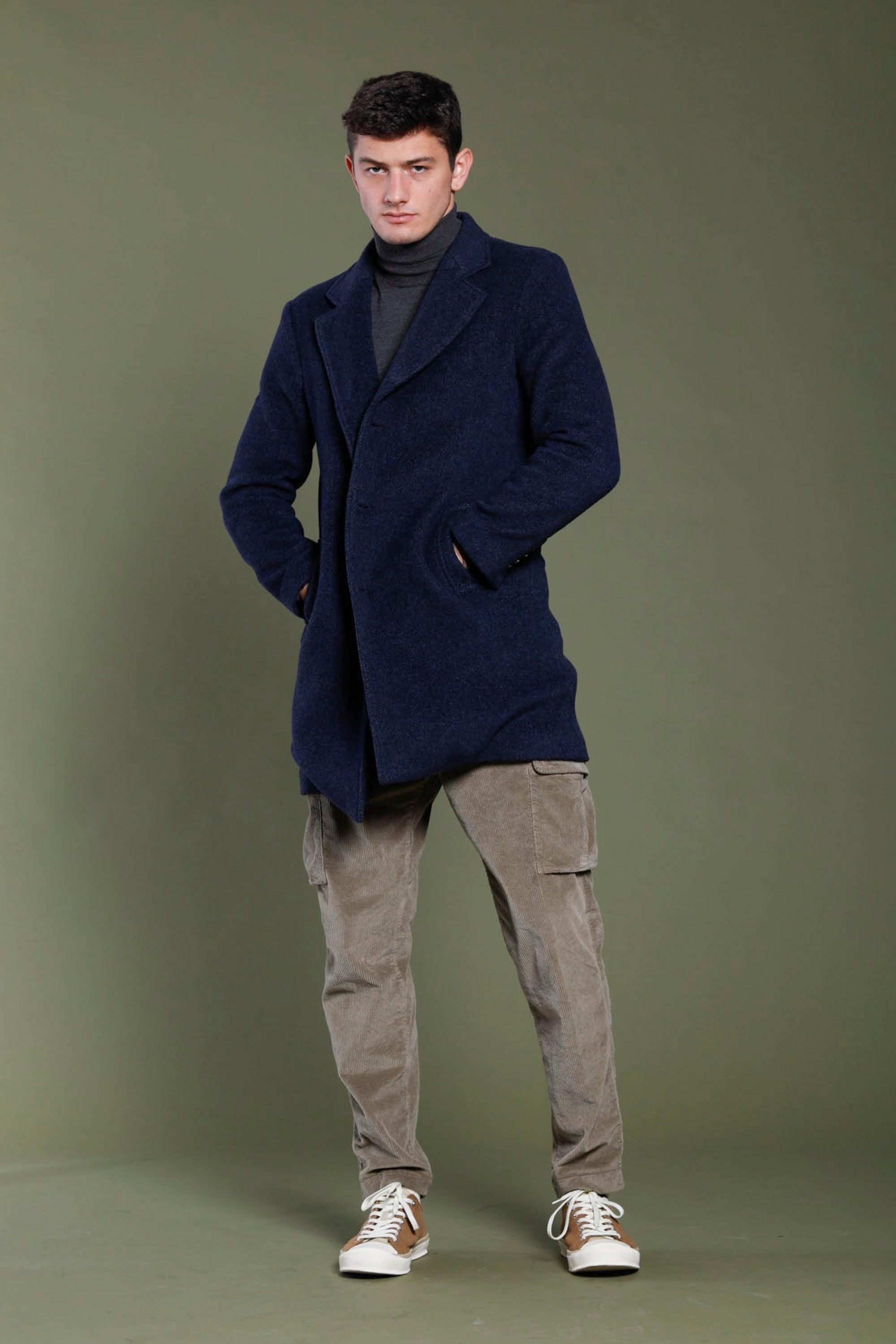 Mason's Alain Man Coat In Woolen Cloth With Salt And Pepper Pattern in Blue  for Men | Lyst