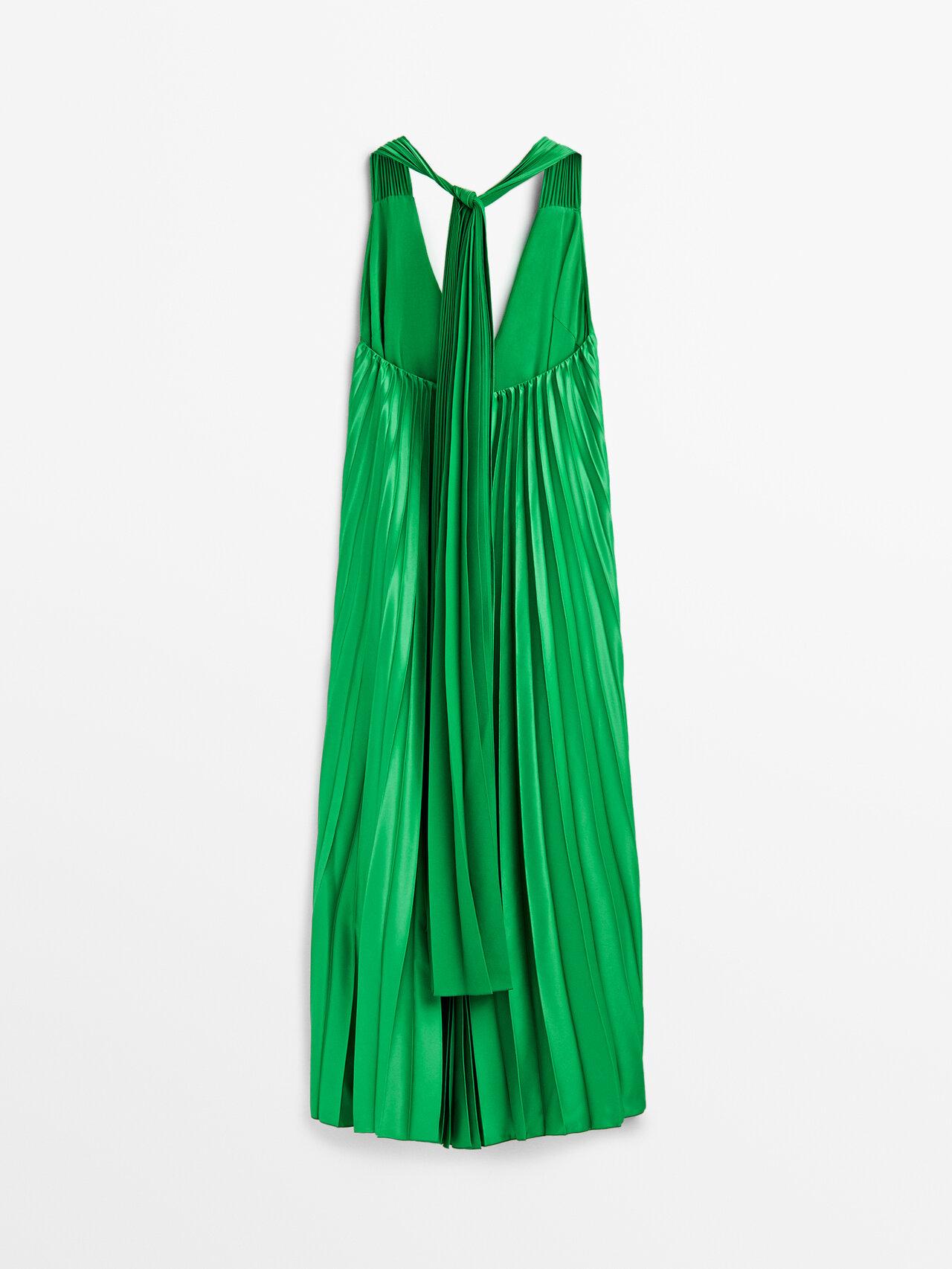 MASSIMO DUTTI Pleated Halter Dress - Studio in Green | Lyst