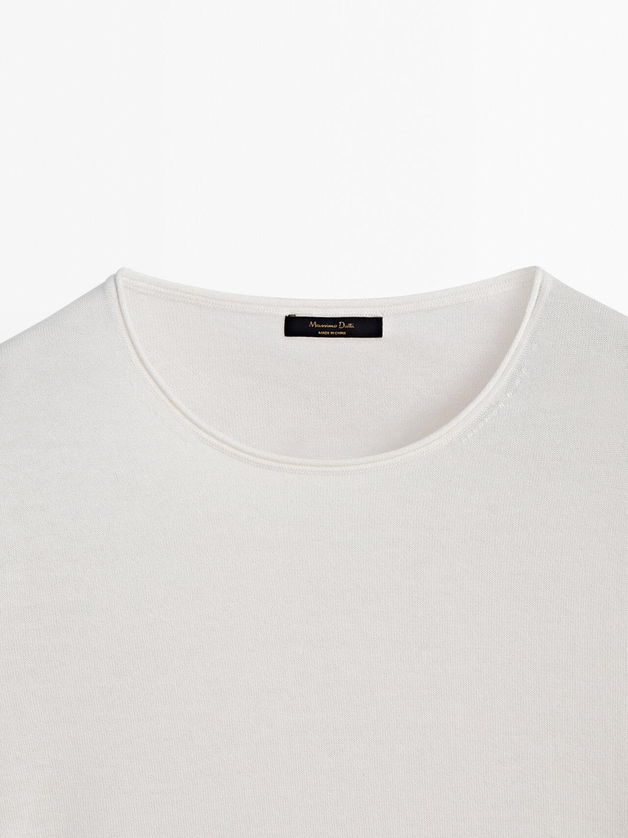 MASSIMO DUTTI Short Sleeve Knit Sweater in White | Lyst