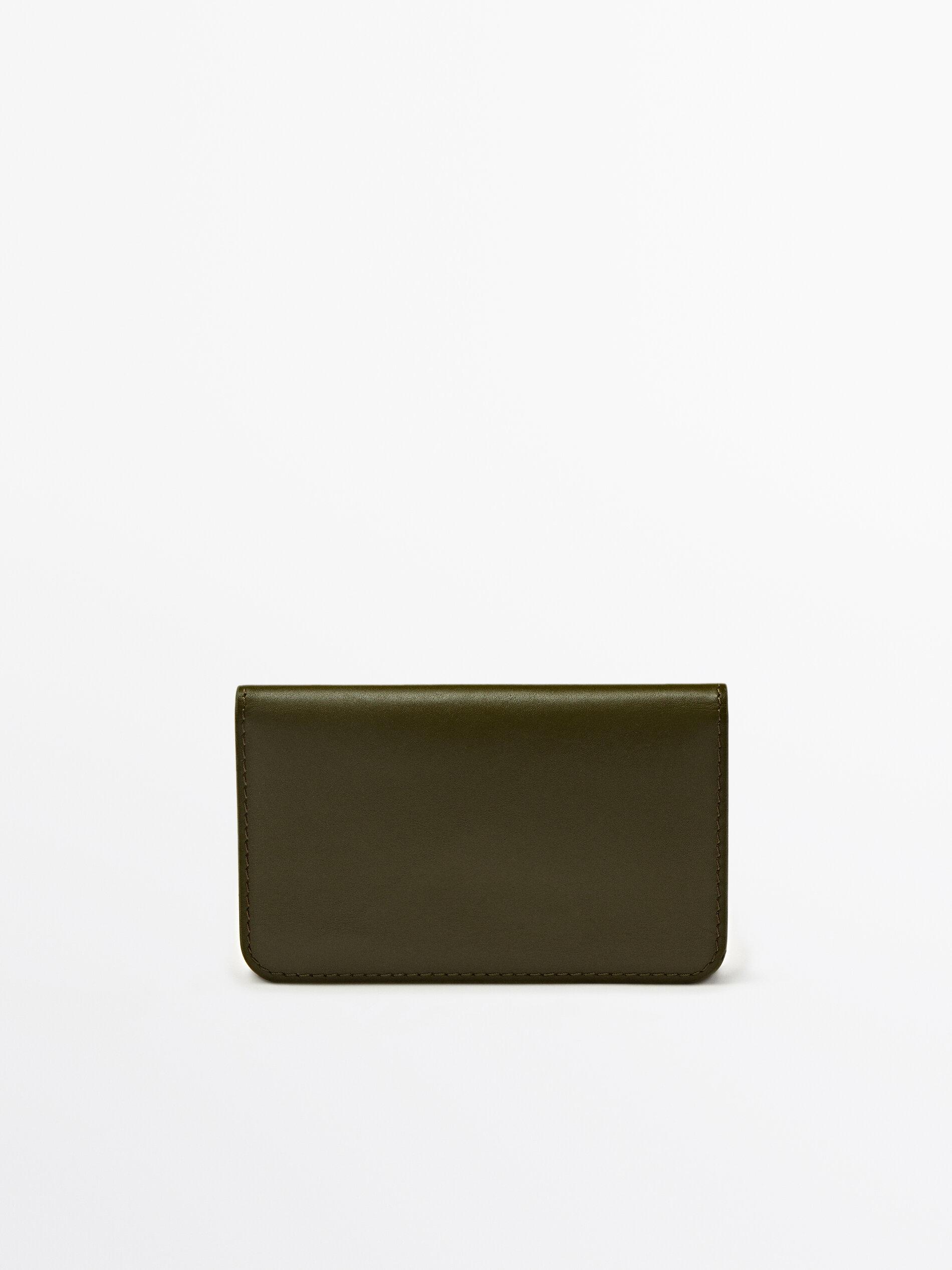 MASSIMO DUTTI Leather Wallet in Green | Lyst