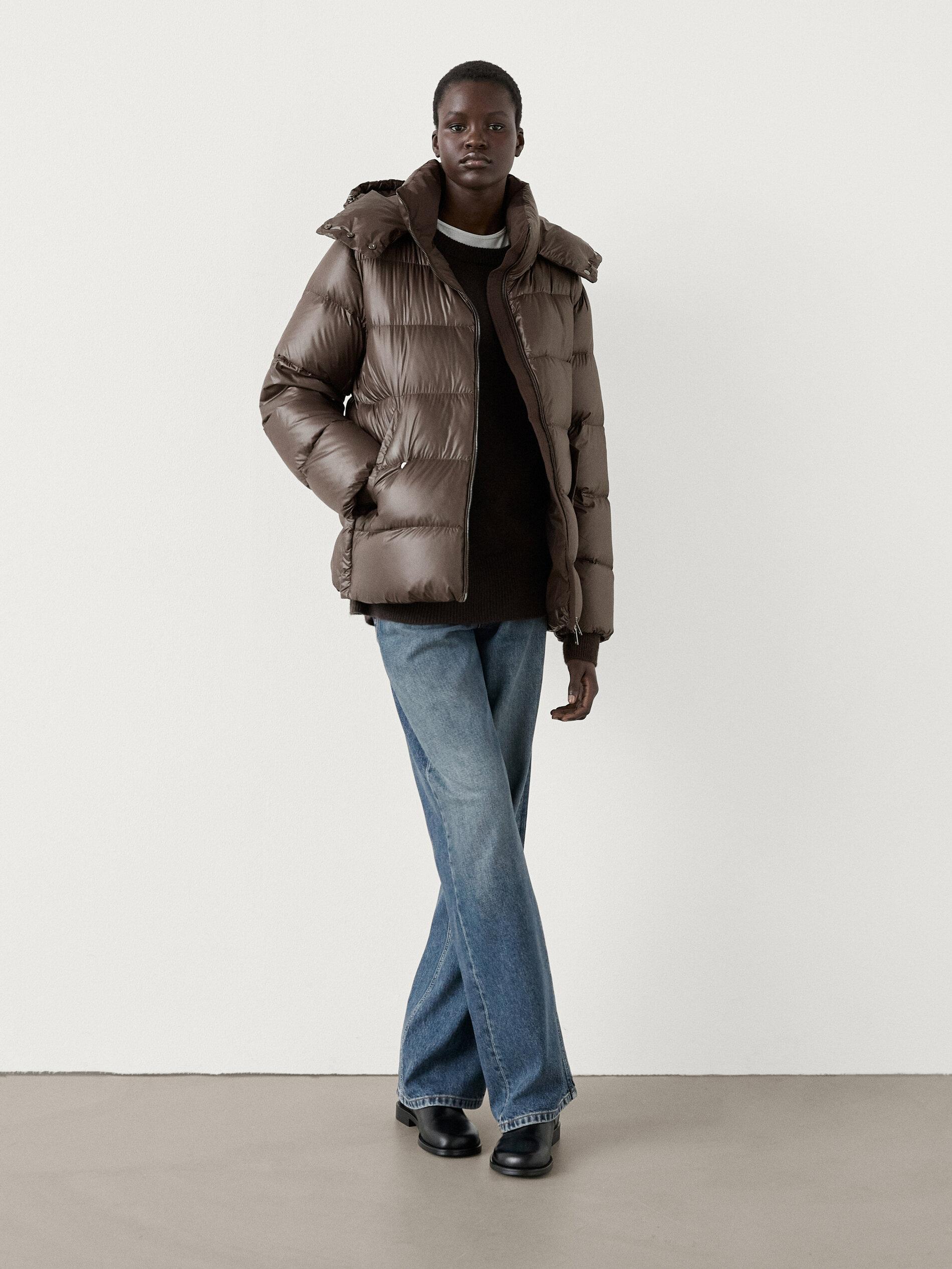 Chaqueta Acolchada Abrigo PaÃ±o Mujer Massimo Dutti Abrigo