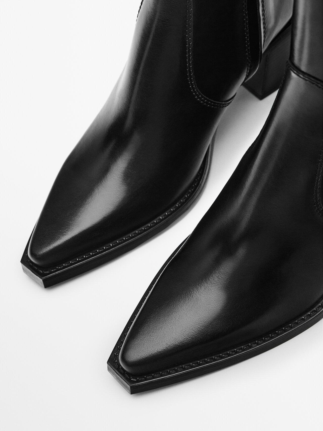 MASSIMO DUTTI Leather Square Heel Ankle Boots in Black | Lyst