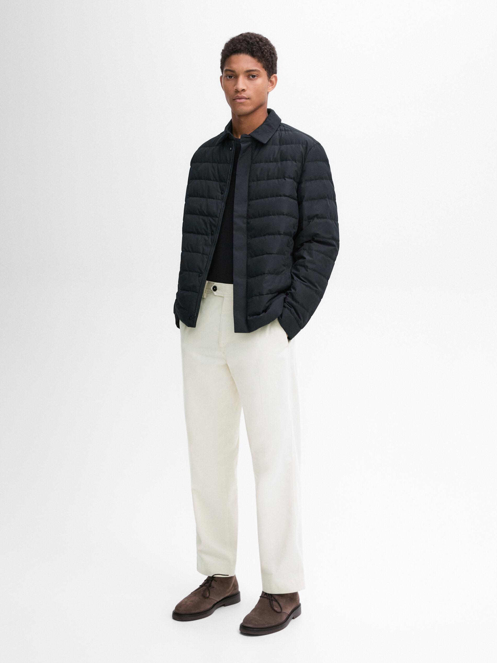 Azul Marino Massimo Dutti Chaleco Plumas Hombre Chaqueta Acolchada