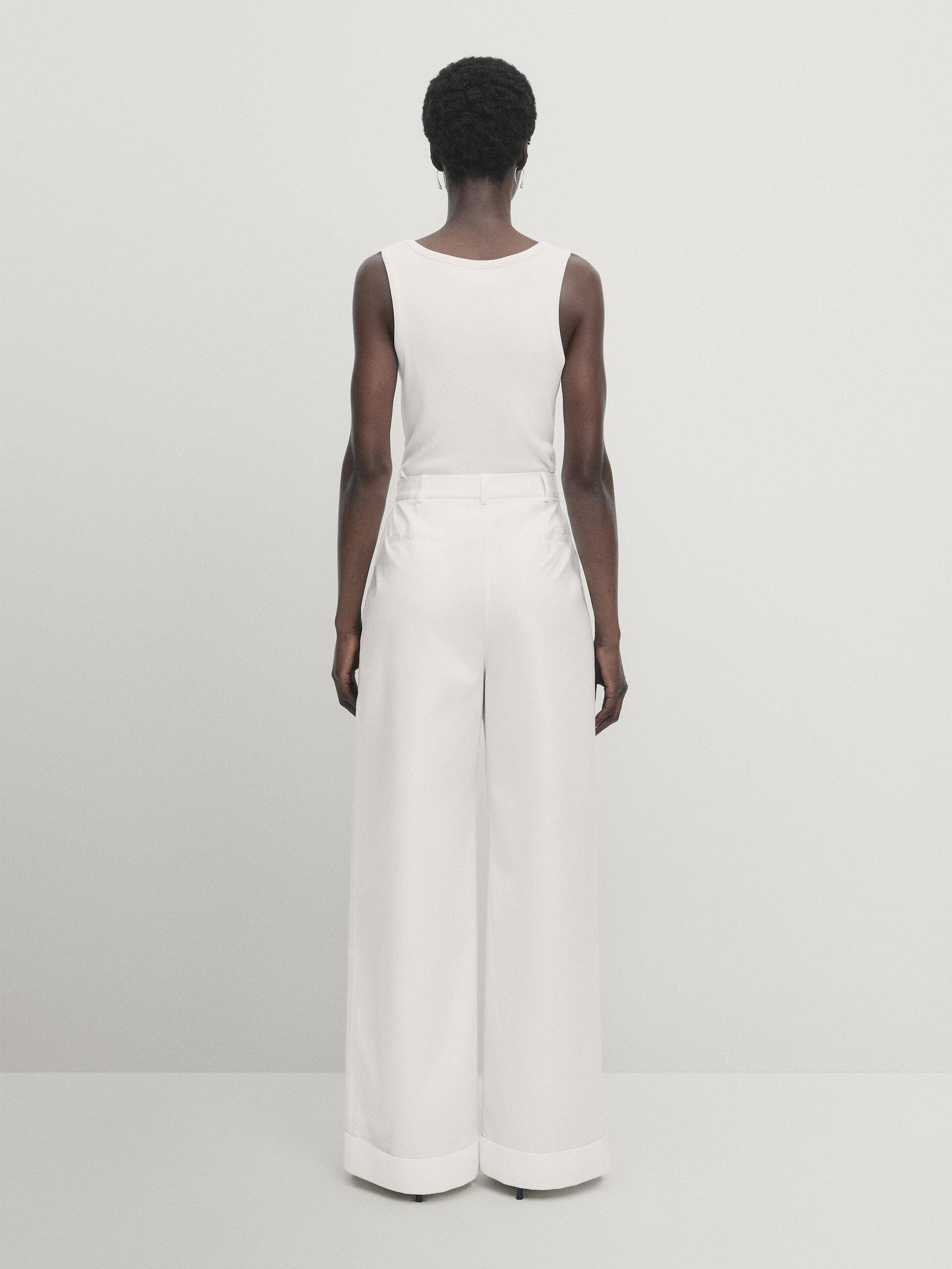 Otoño Invierno Pantalon Blanco Massimo Dutti Mujer Pantalones