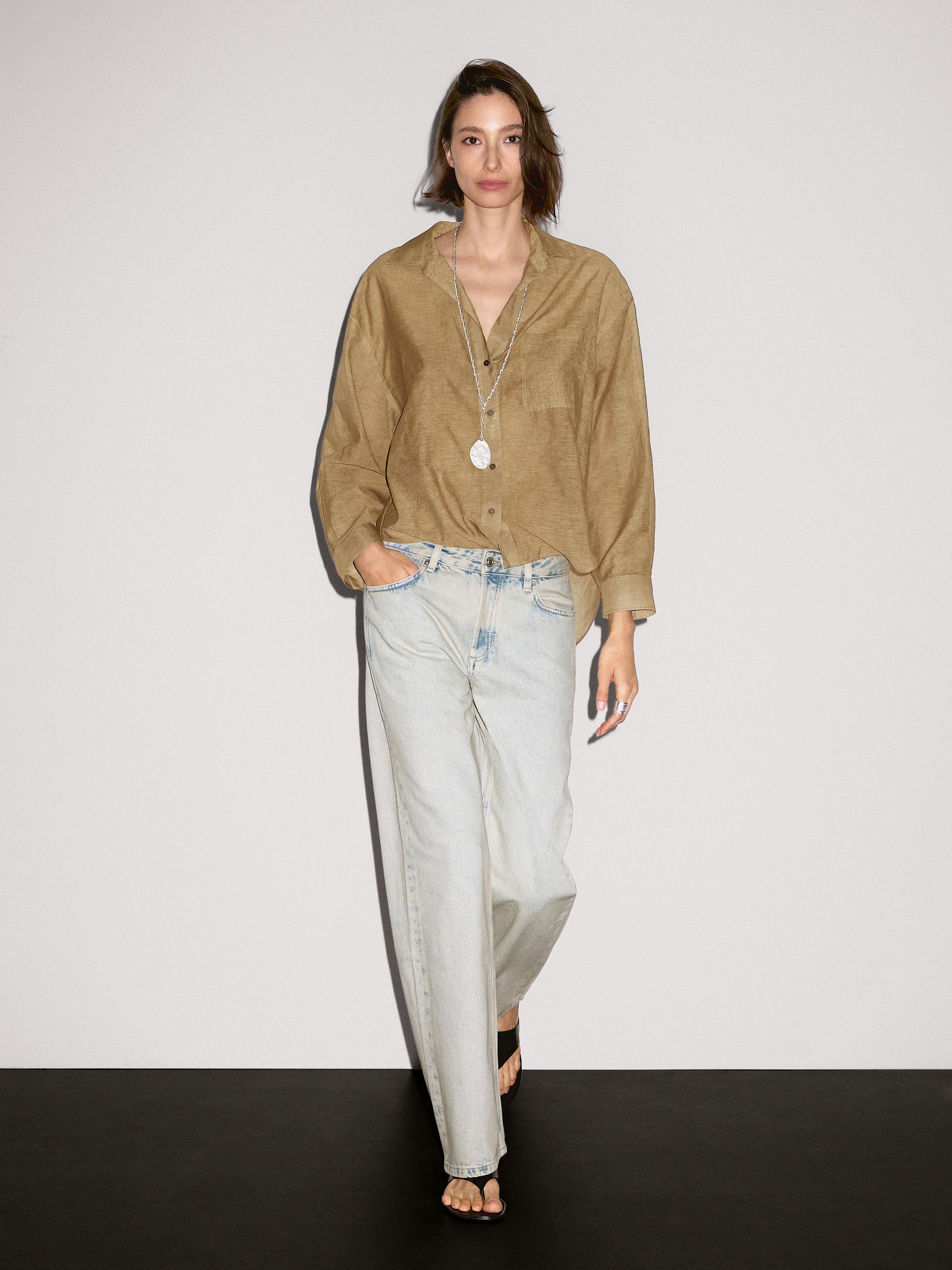 Camisa Camicia In Lino Calzedonia Pink Camicia Lino Calzedonia