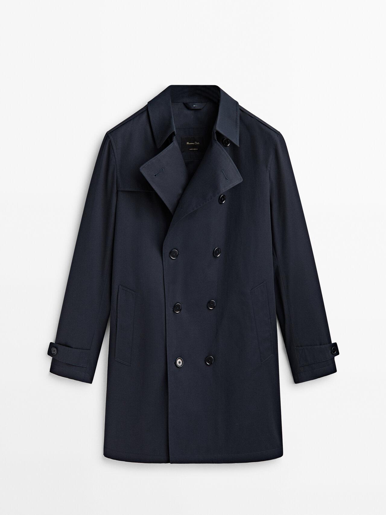 MASSIMO DUTTI Water-repellent Double-breasted Trench Jacket in Blue for ...