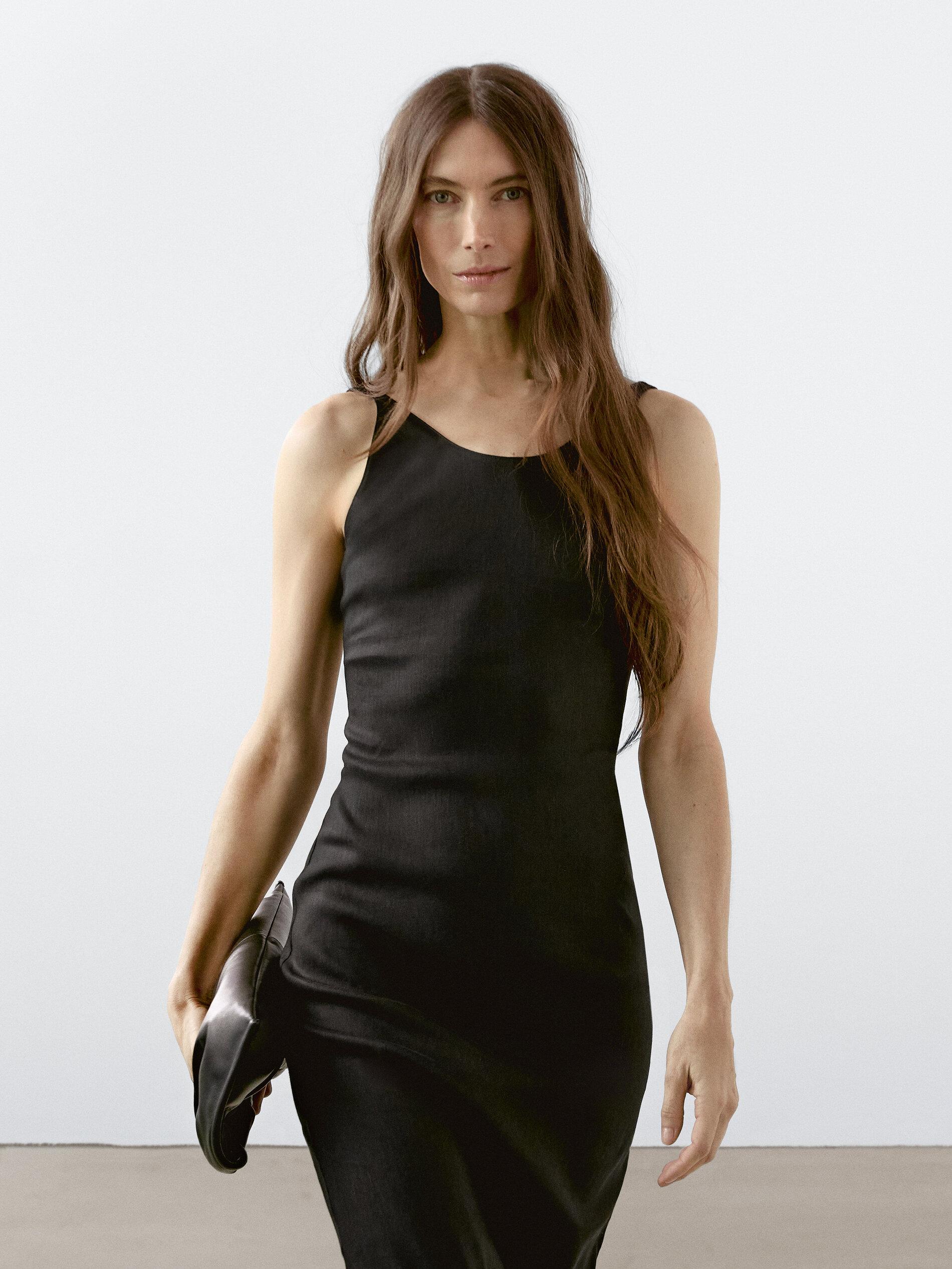 massimo dutti black midi dress With Low-Cut Back in SE26_LG_20 Size:Size 48 Men's Two Tone Red