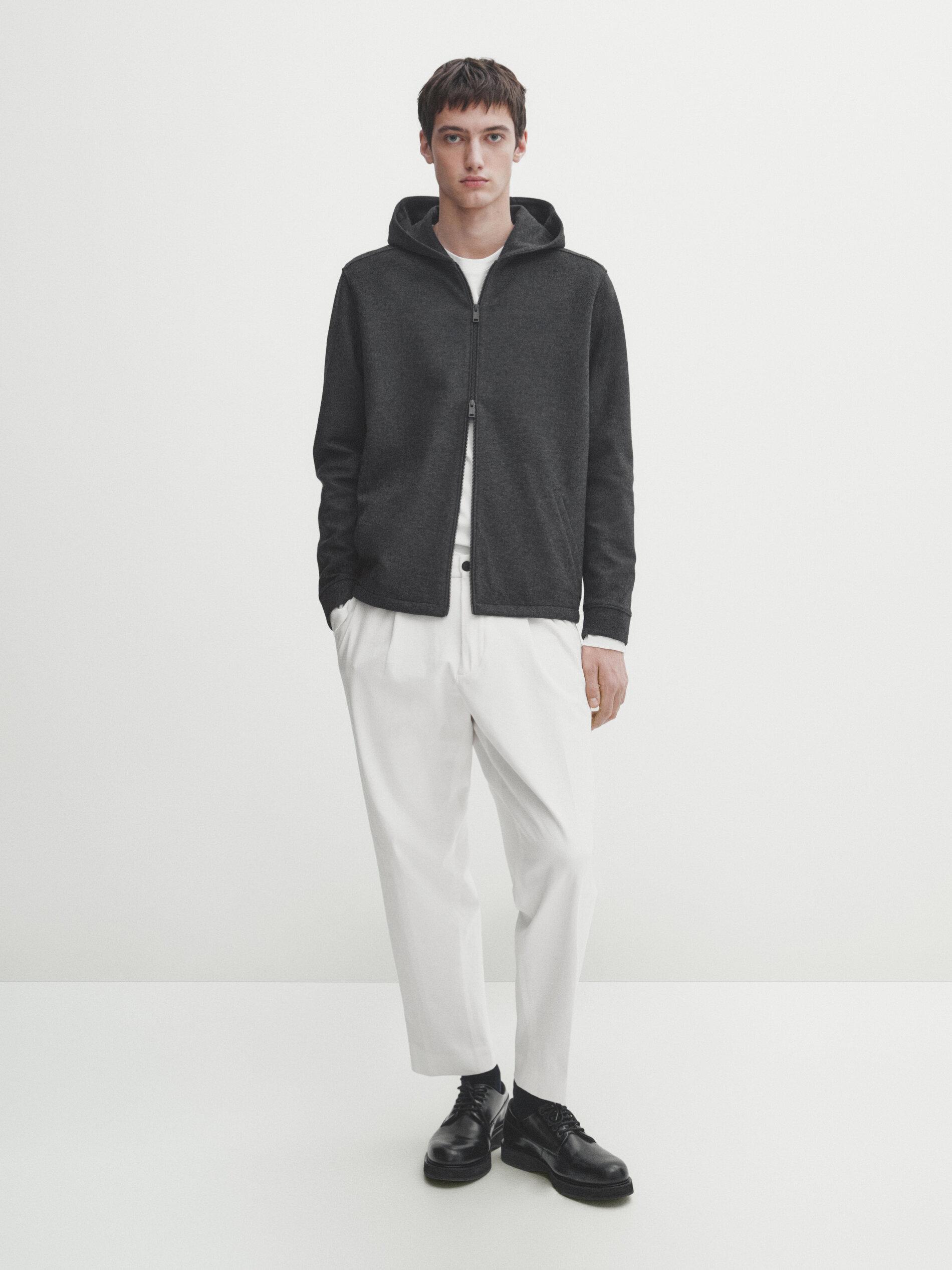 MASSIMO DUTTI Zip Up Hoodie in White for Men Lyst UK