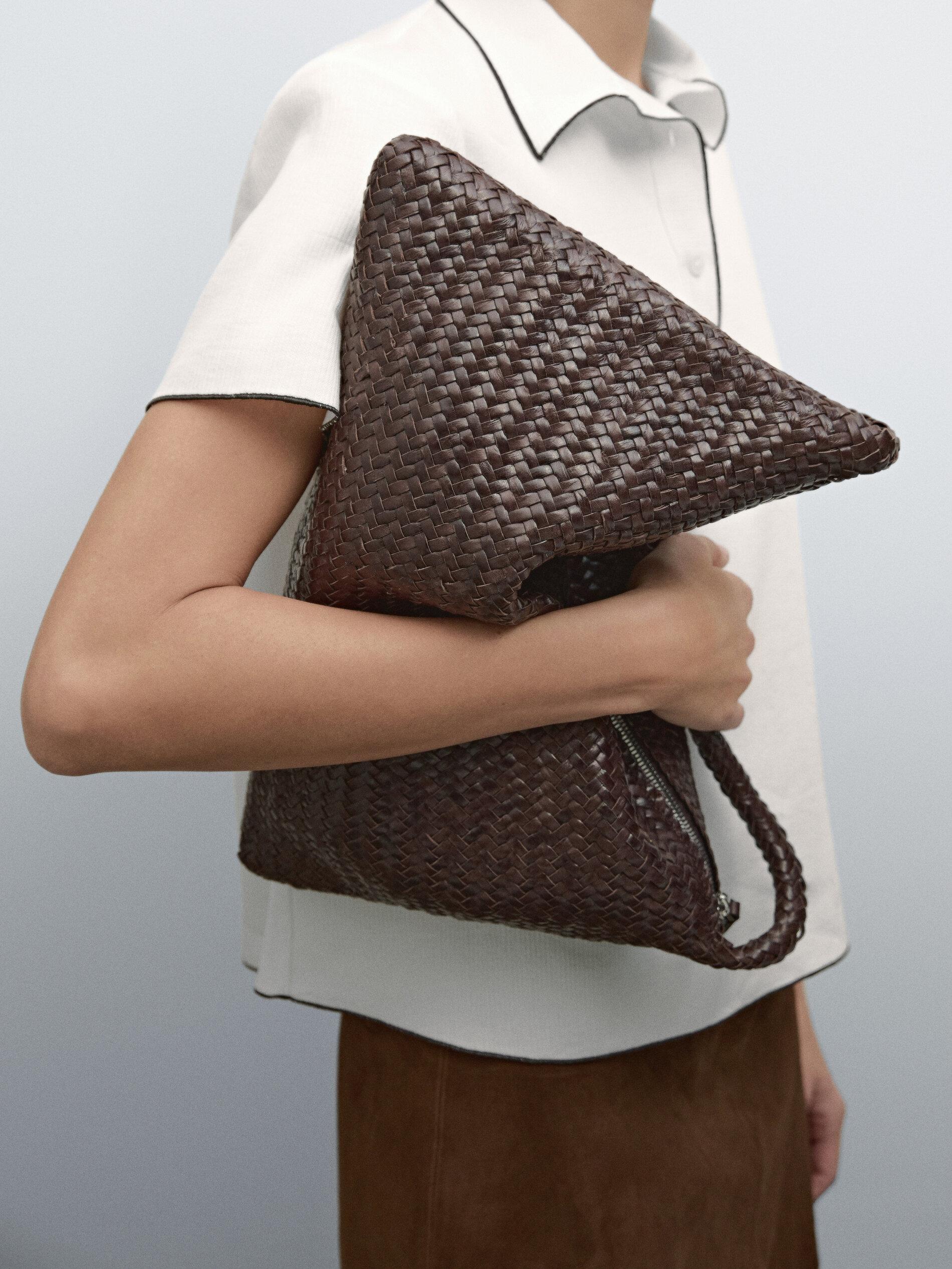 MASSIMO DUTTI Braided Nappa Leather Bag in Black Lyst UK