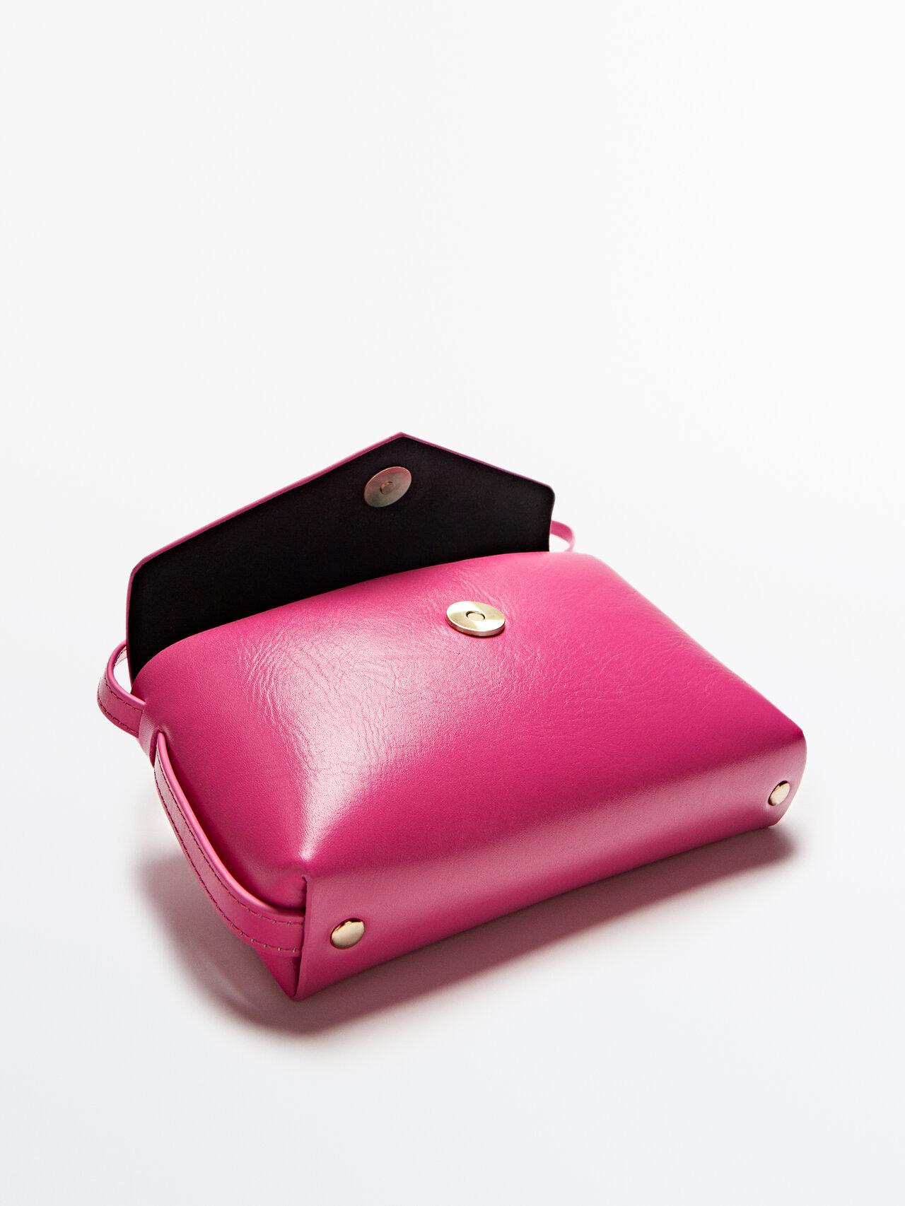 MASSIMO DUTTI Leather Crossbody Clutch Bag in Pink | Lyst