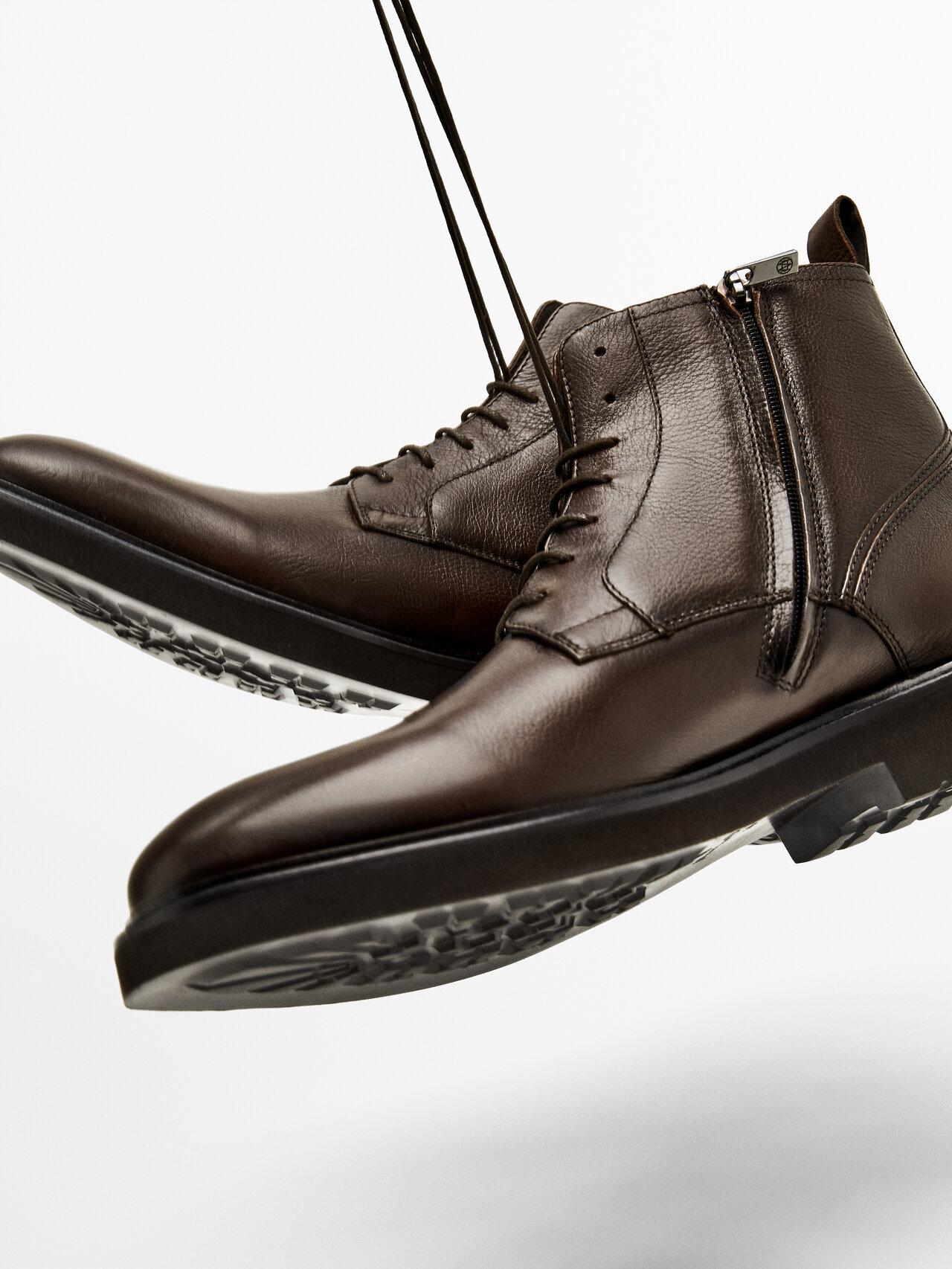 MASSIMO DUTTI Brown Nappa Leather Boots for Men | Lyst