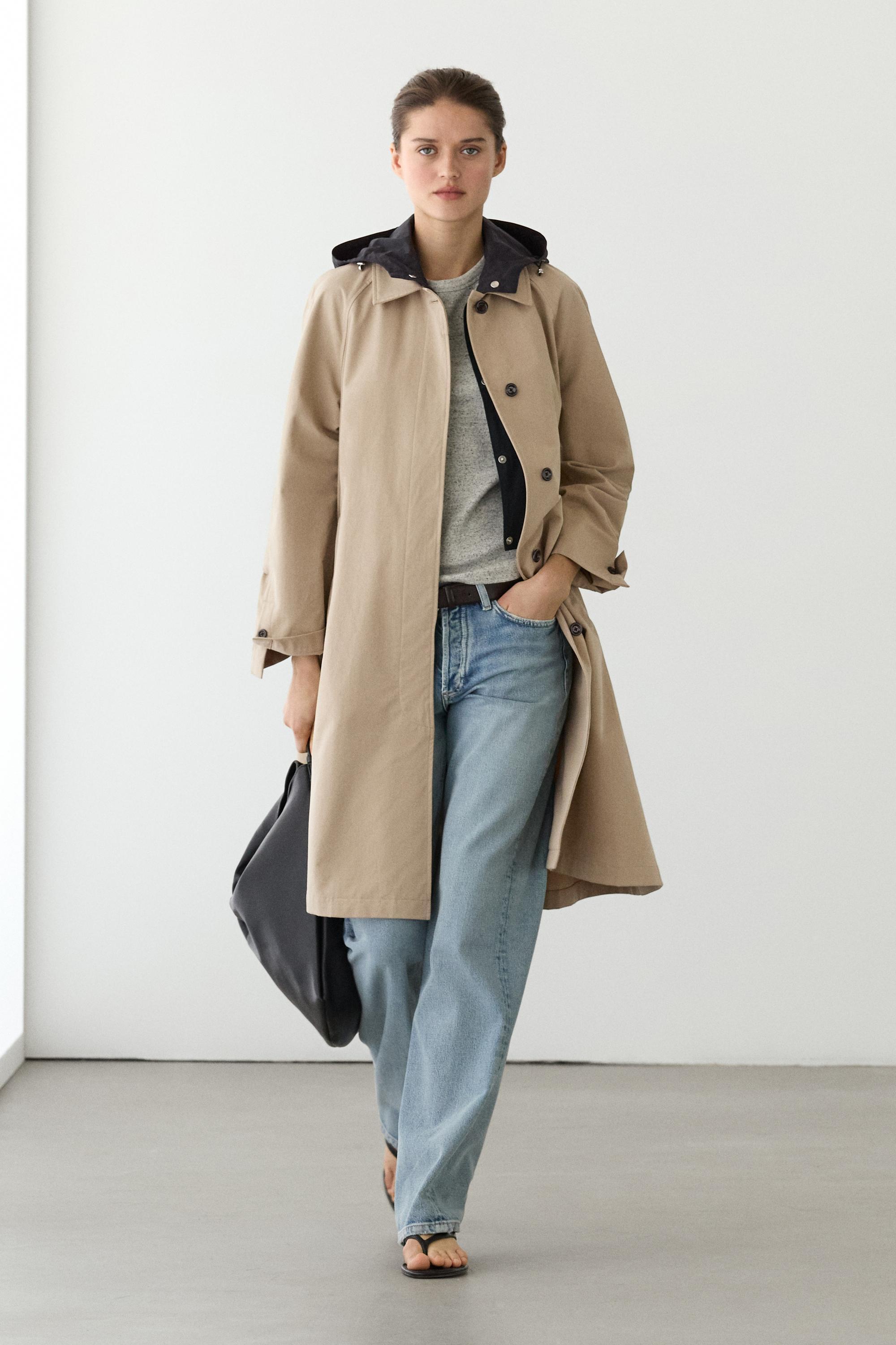 Detachable Hood Trench Coat