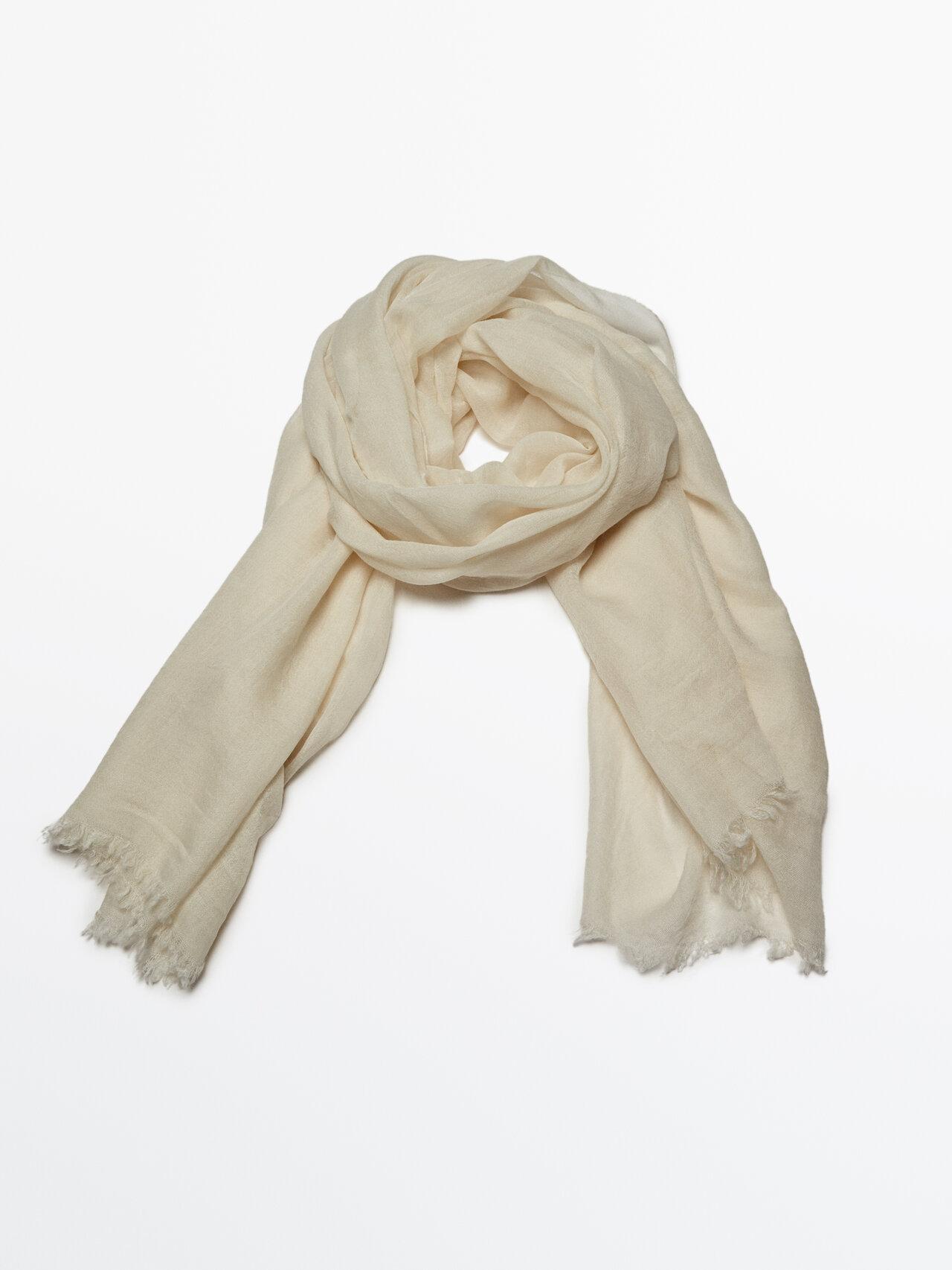 MASSIMO DUTTI Silk And Wool Blend Scarf in White | Lyst