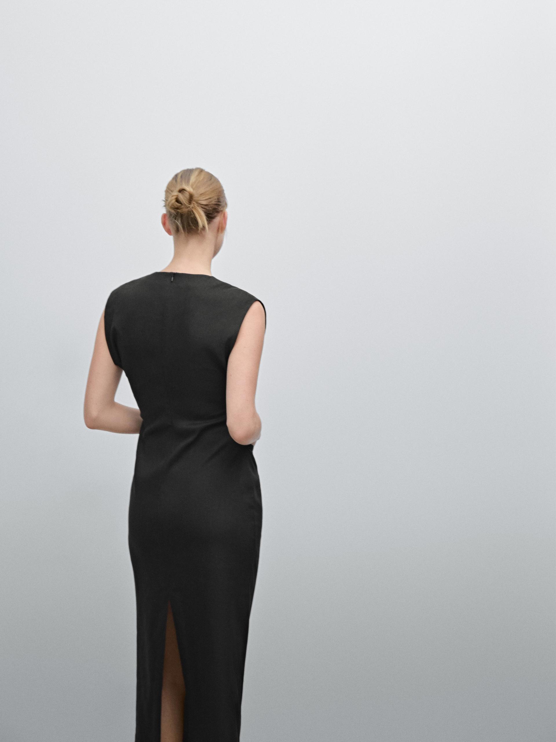 massimo dutti black midi dress Halter neck midi dress with tie detail  Black  Dress