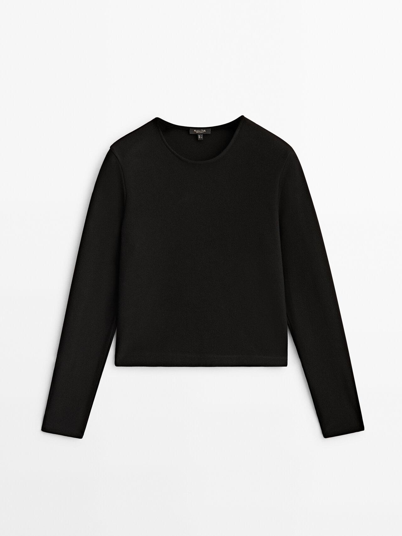 MASSIMO DUTTI T-shirt With Open Hoop Detail in Black | Lyst