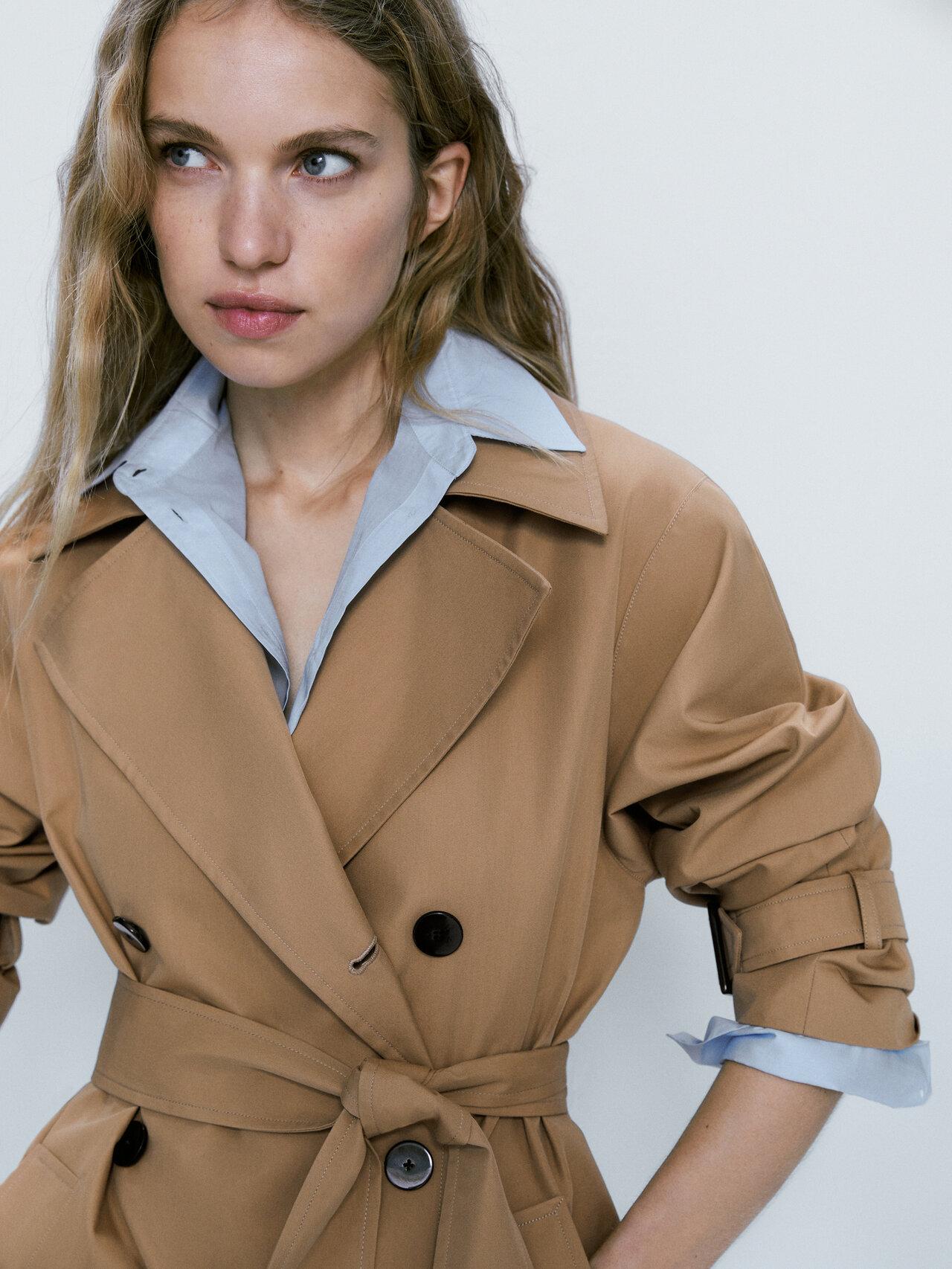 MASSIMO DUTTI Trench Coat With Belt in Natural | Lyst