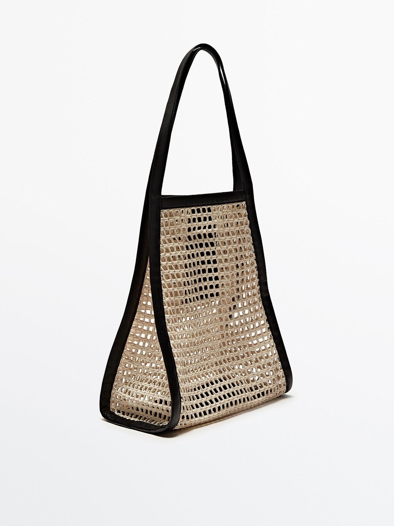 MASSIMO DUTTI Maxi Contrast Leather Mesh Bag - Limited Edition in Natural |  Lyst