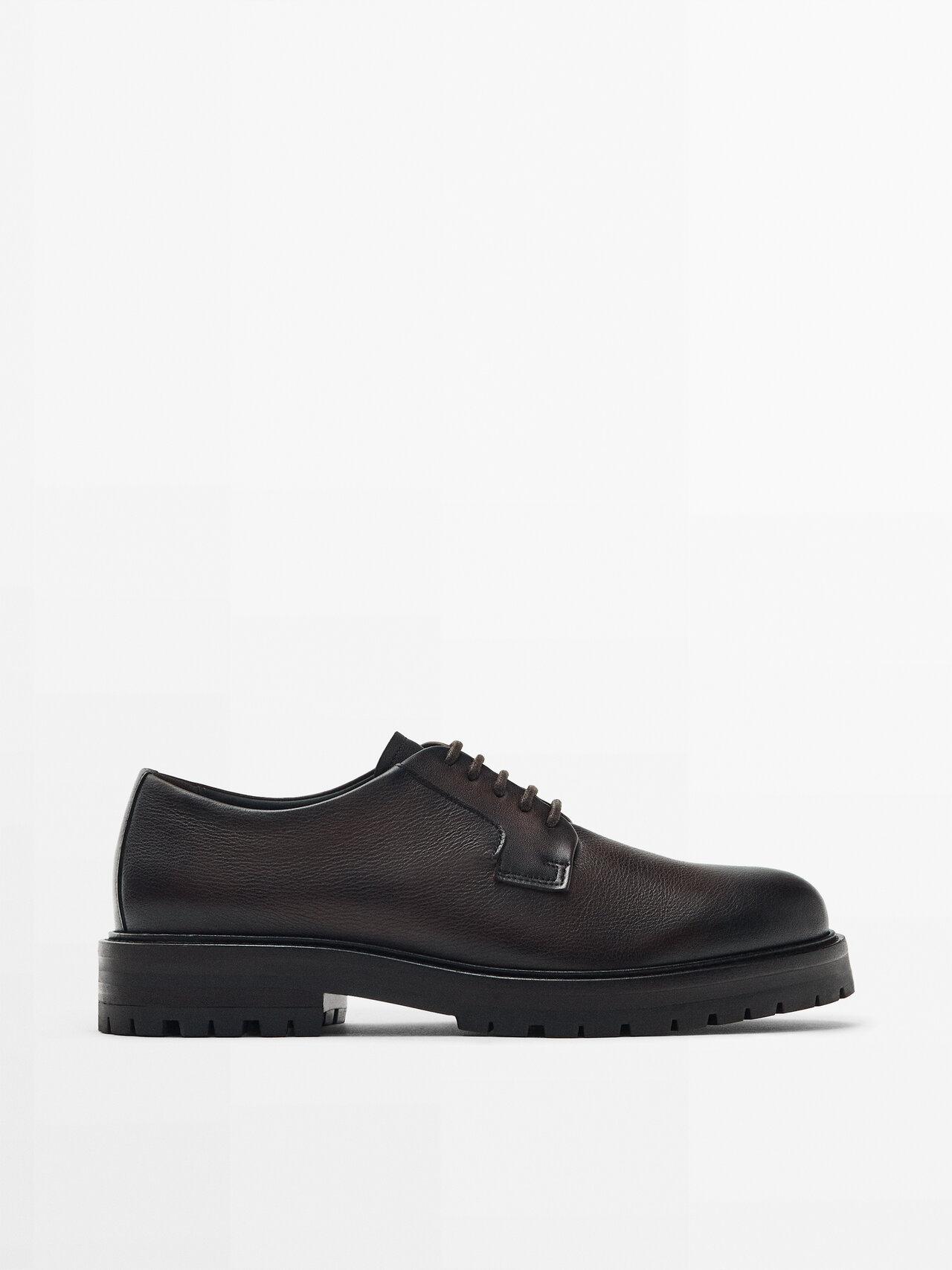 MASSIMO DUTTI Nappa Leather Derby Shoes in Black for Men | Lyst
