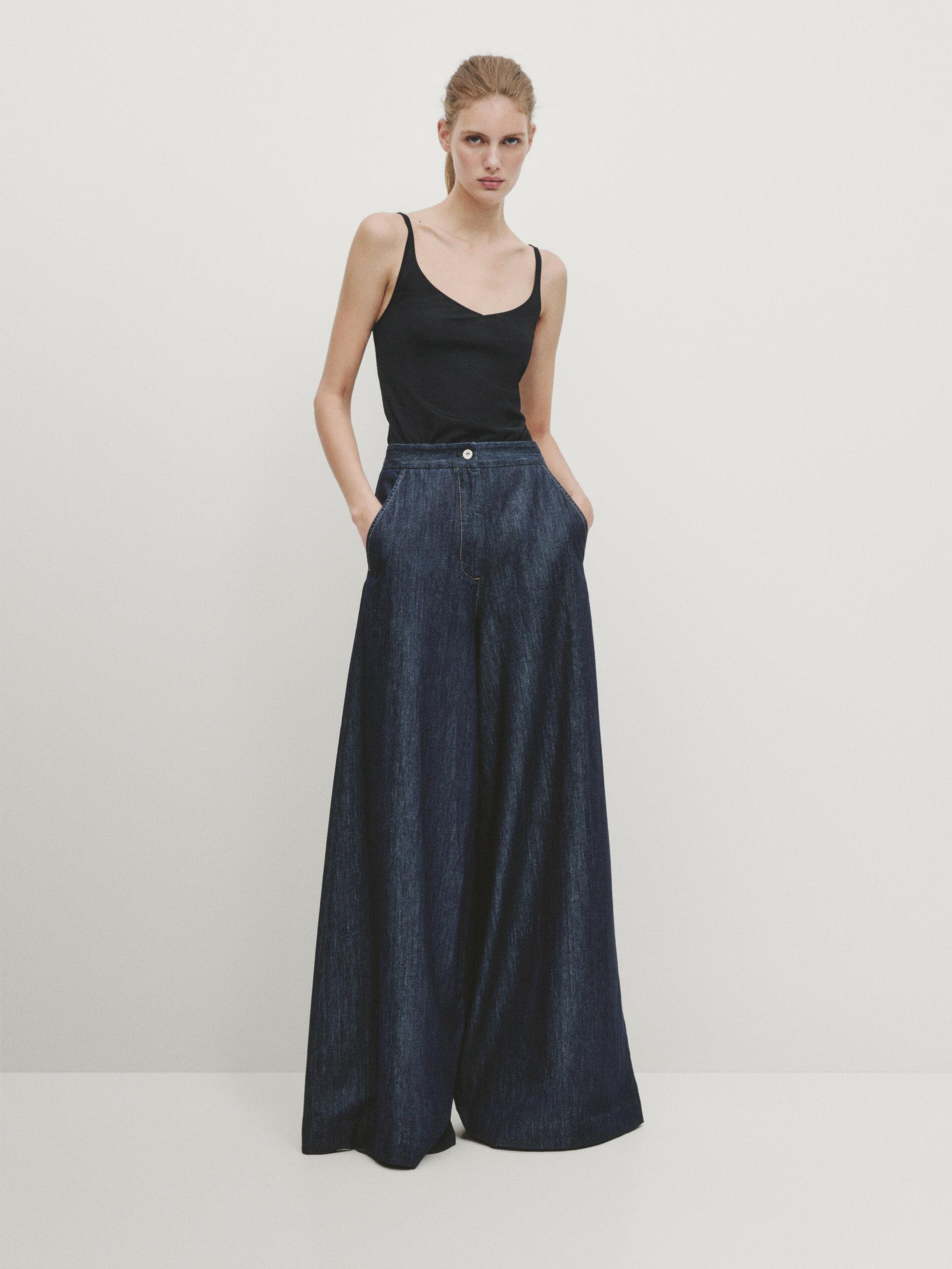 MASSIMO DUTTI High-Waist Palazzo Jeans in Blue Lyst UK