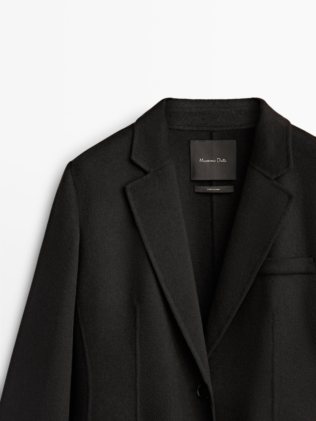 MASSIMO DUTTI Black Long Wool Coat | Lyst