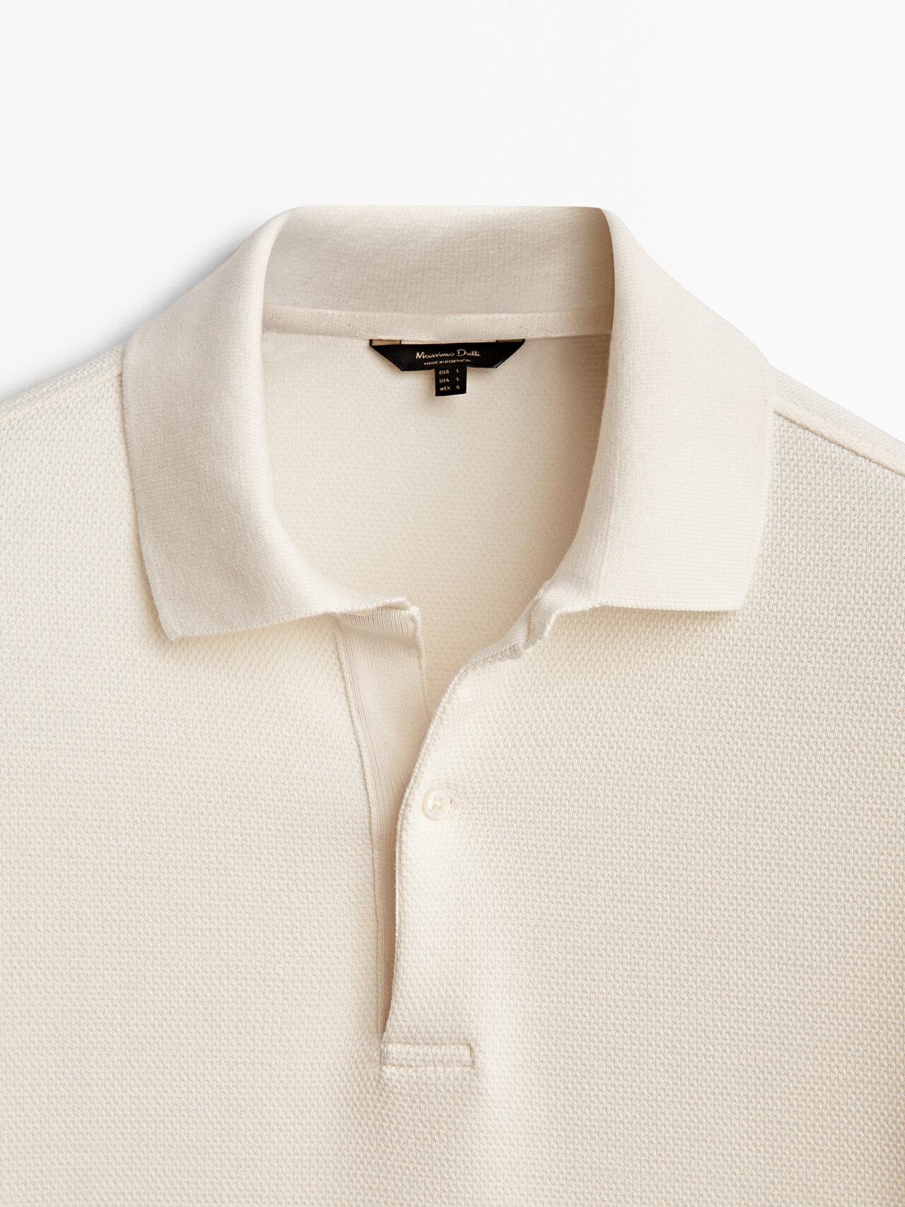 MASSIMO DUTTI Cotton Textured Polo Shirt in Natural for Men | Lyst