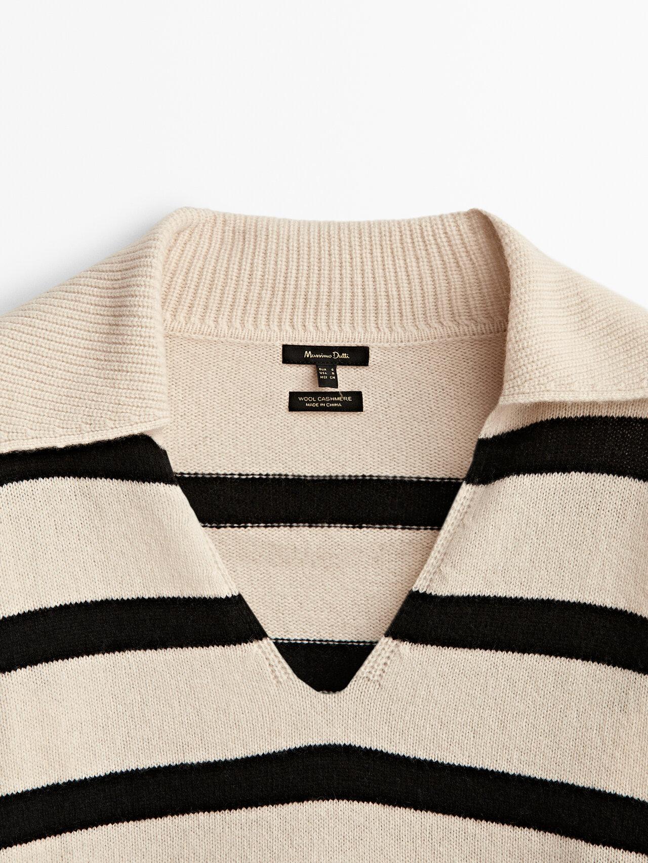 MASSIMO DUTTI Striped Wool And Cashmere Polo Sweater in Cream (Natural) |  Lyst