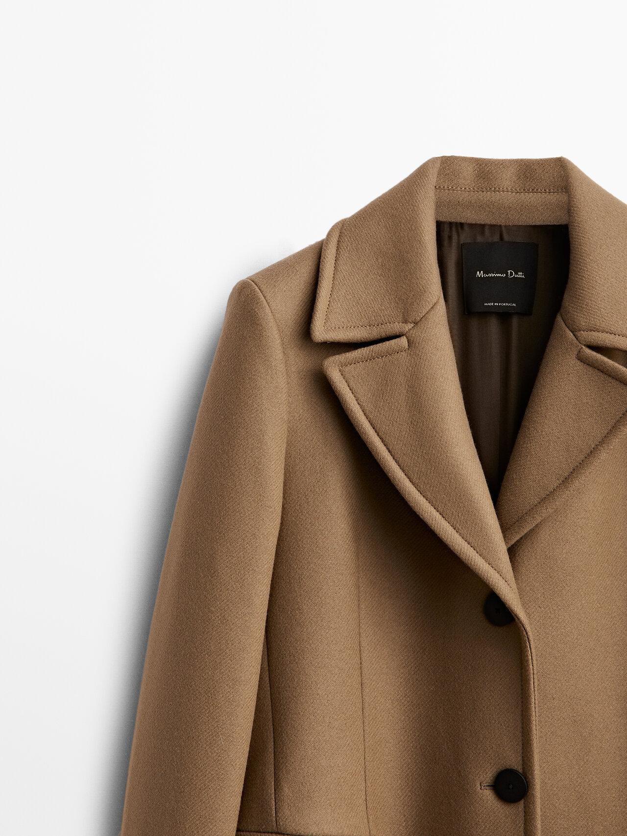 MASSIMO DUTTI Fitted Wool Blend Coat in Natural | Lyst