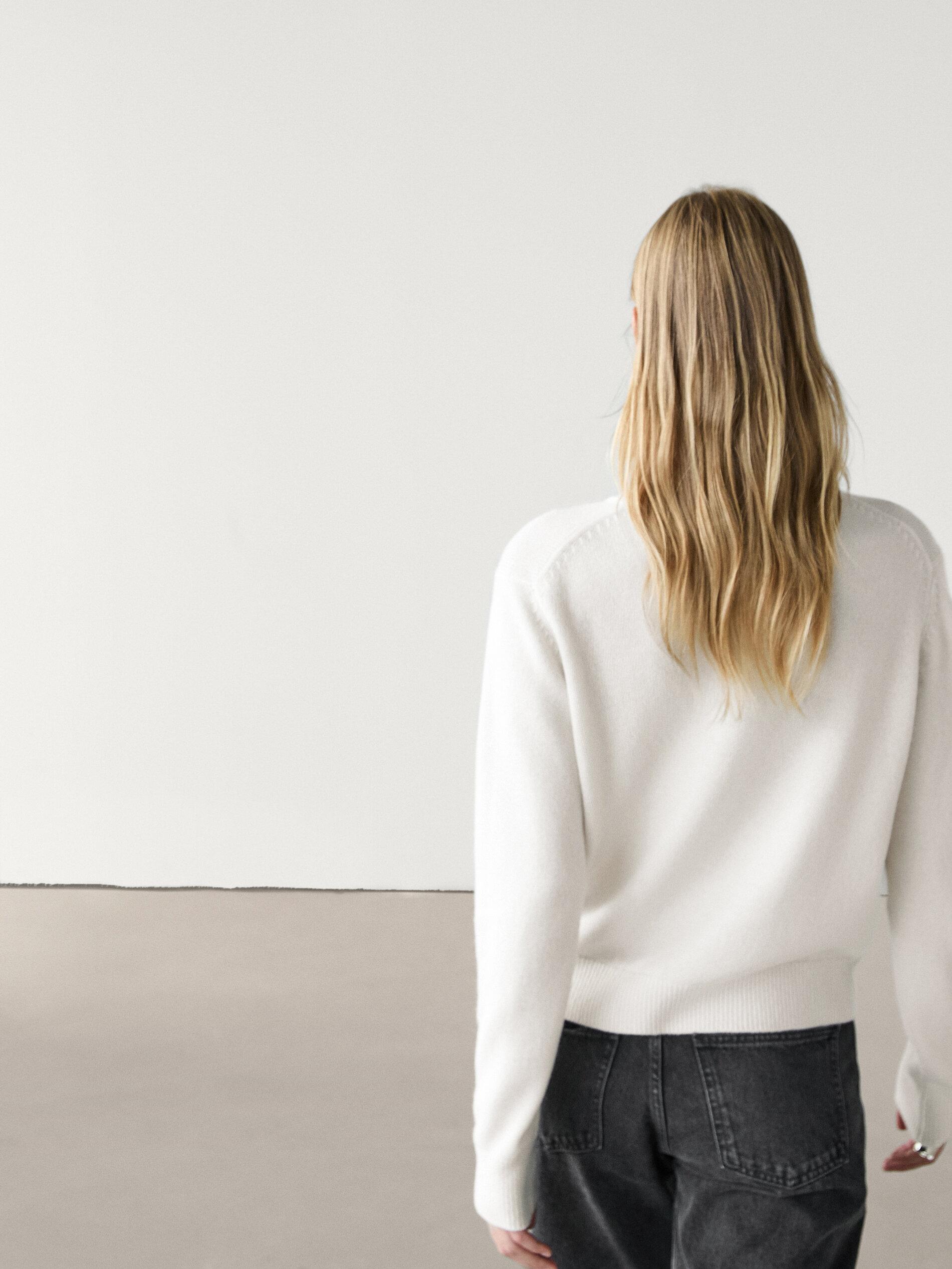 MASSIMO DUTTI Wool Blend Buttoned Cardigan in White | Lyst UK