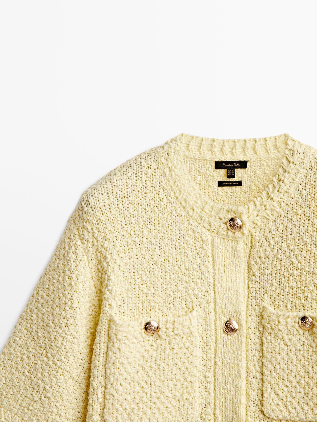 MASSIMO DUTTI Short Sleeve Knit Cardigan With Pockets in Natural | Lyst