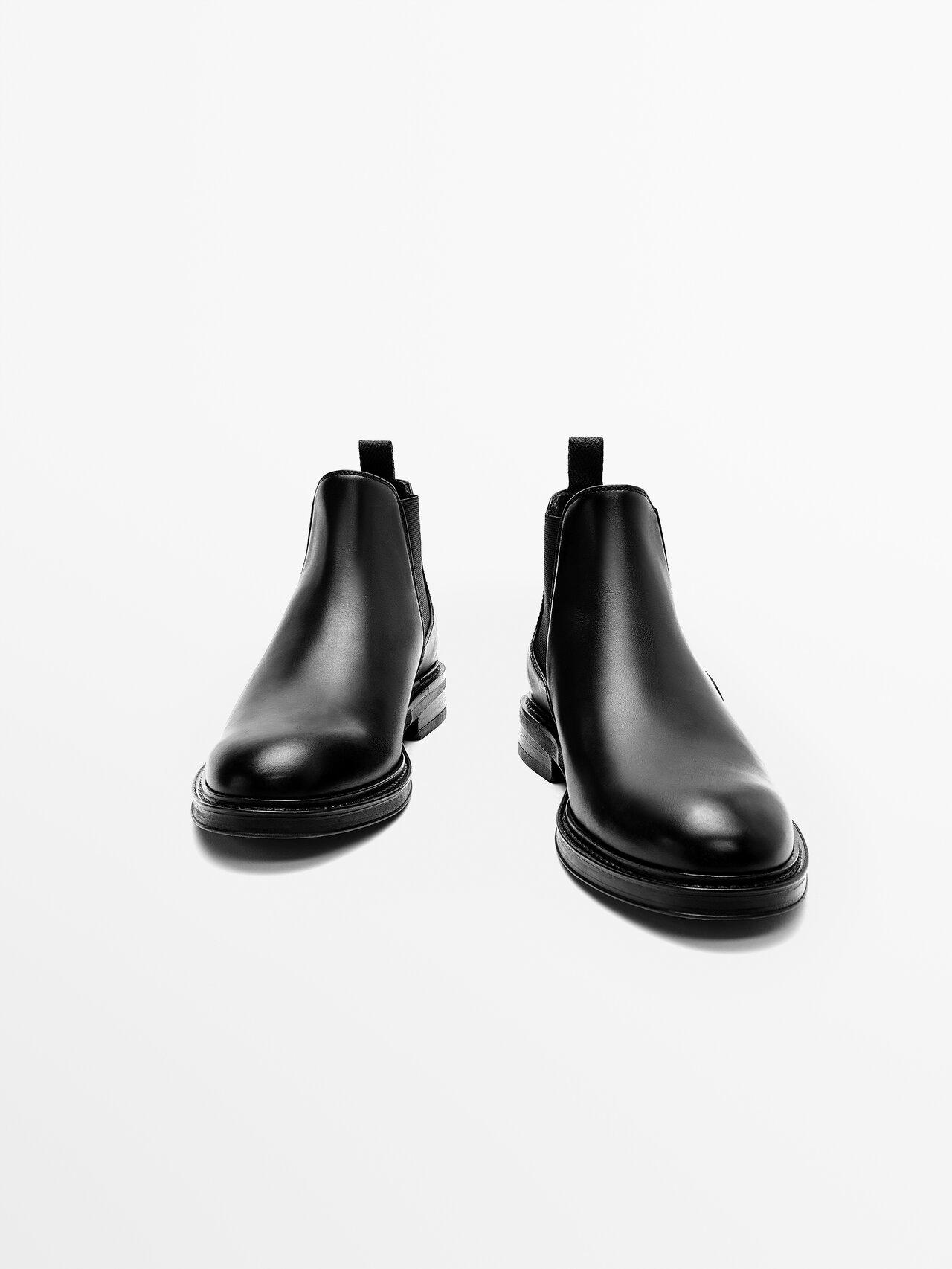 MASSIMO DUTTI Black Brushed Leather Chelsea Boots for Men | Lyst