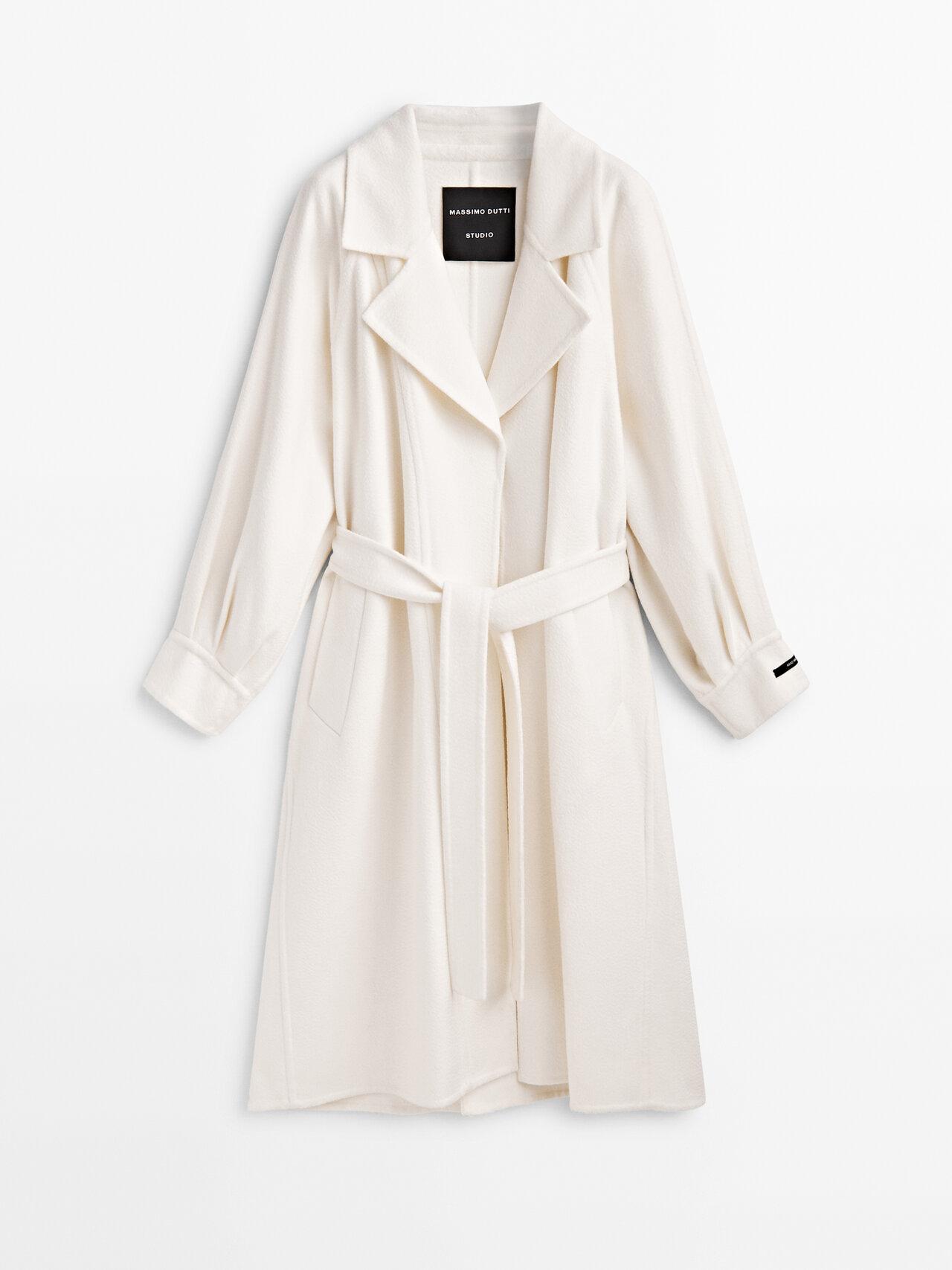 MASSIMO DUTTI Long Coat With Stitching - Studio in White | Lyst