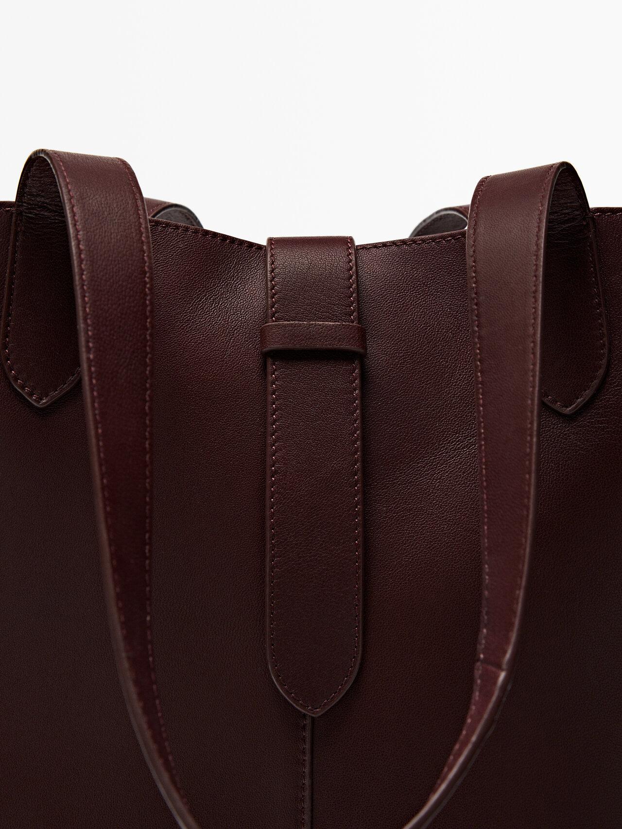 MASSIMO DUTTI Nappa Leather Maxi Bucket Bag in Purple | Lyst